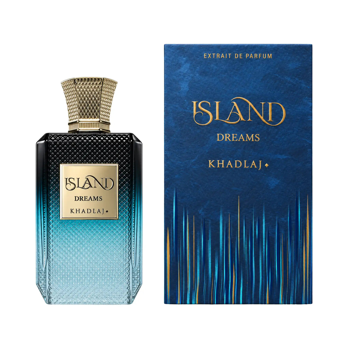 Caja y botella de Island Dreams Khadlaj Extrait de Parfum
