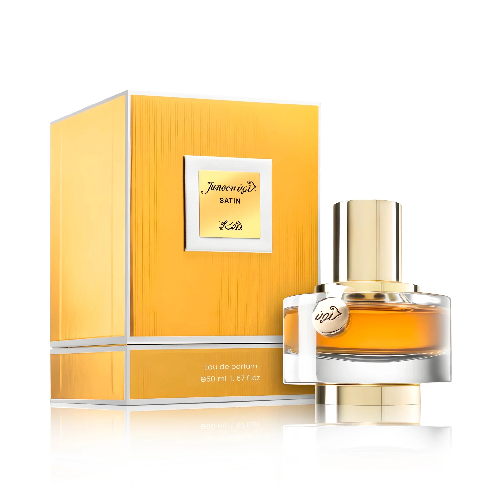 Frasco y caja del perfume Junoon Satin Pour Femme Rasasi Eau de Parfum Para Mujer