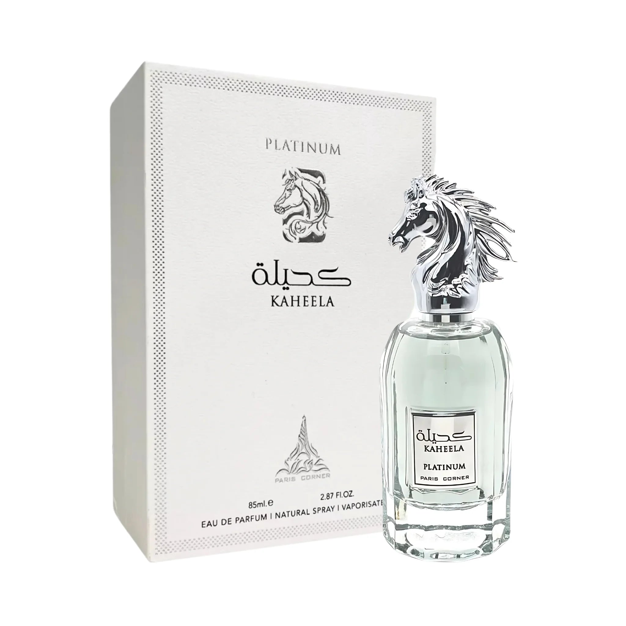 Frasco y caja de Kaheela Platinum Paris Corner Eau de Parfum Para Hombre
