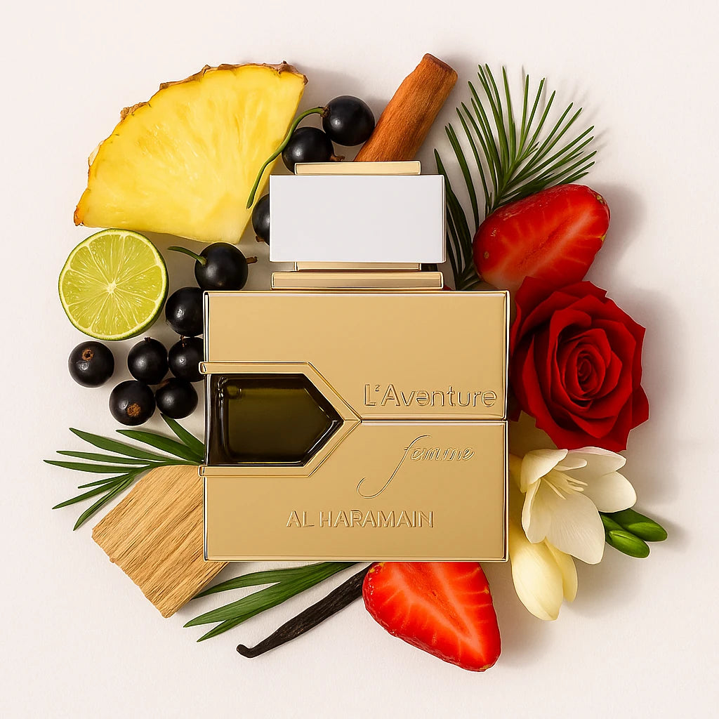 L_Aventure_Femme_Al_Haramain_Eau_de_Parfum_Para_Mujer_Fondo_Blanco_Piña_Bergamota