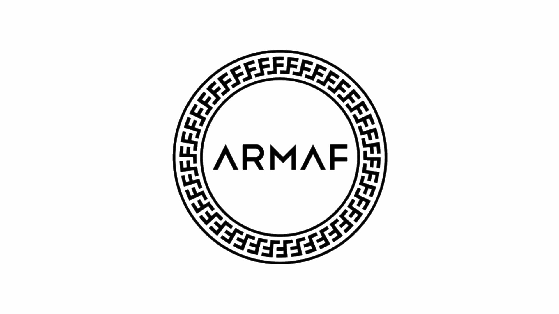 Logotipo negro armaf con fondo blanco