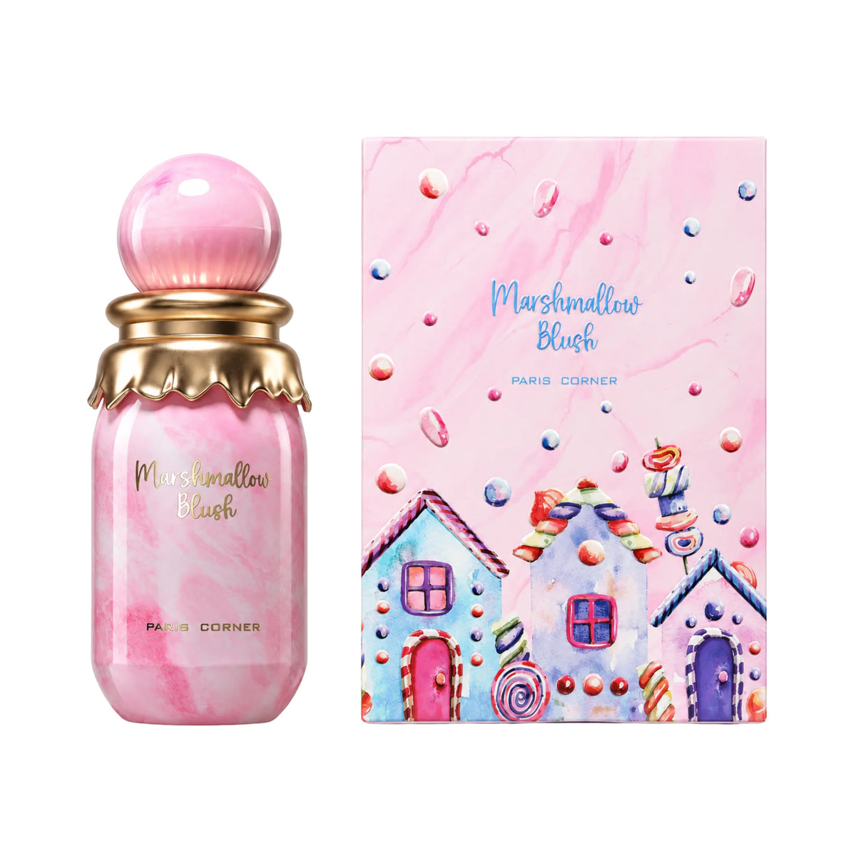 Caja y botella de Marshmallow Blush Paris Corner Eau de Parfum