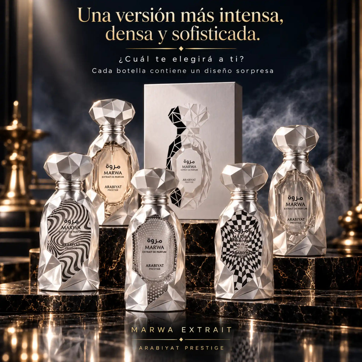 Diferentes diseños de Marwa Extrait Arabiyat Prestige Extrait de Parfum