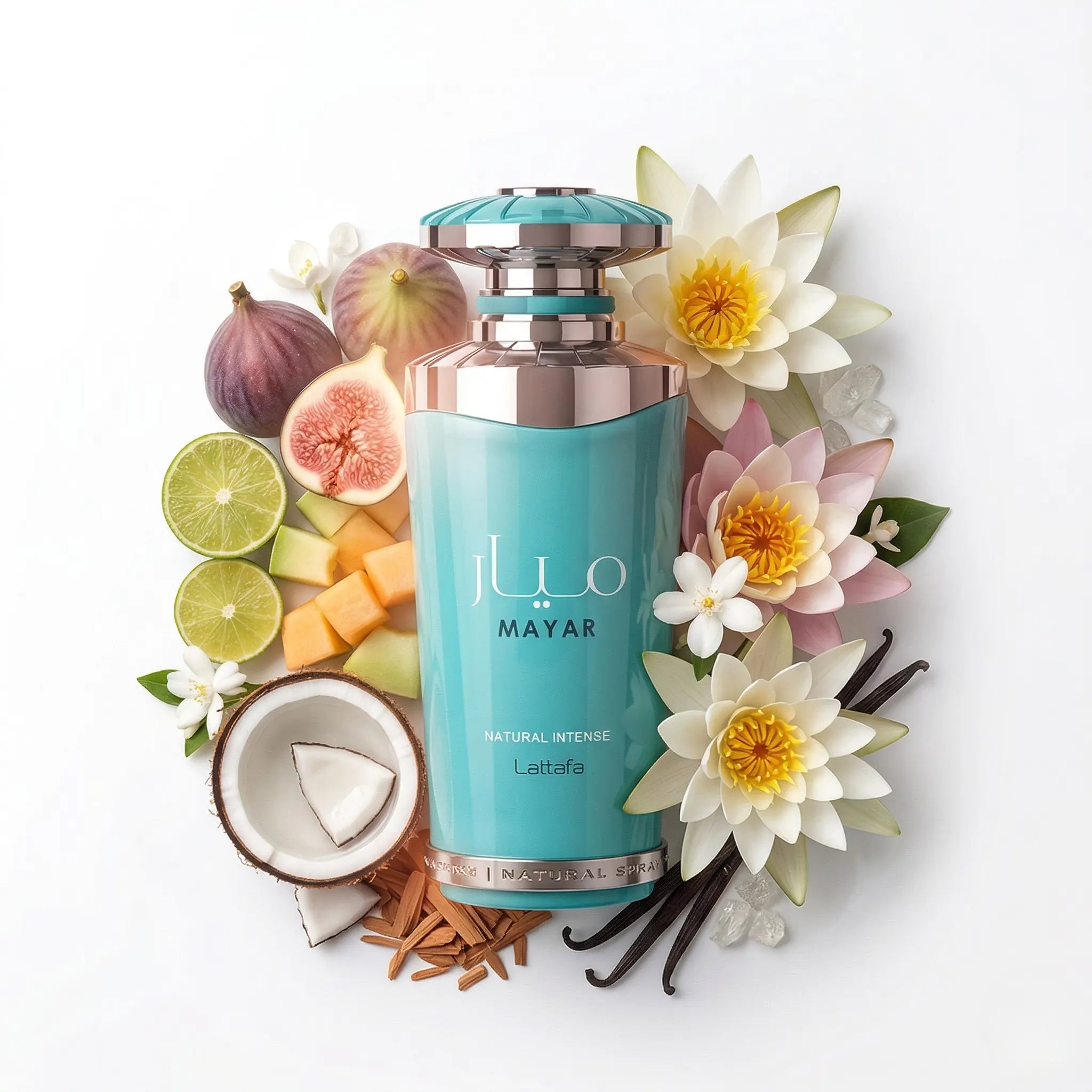 Mayar_Natural_Intense_Lattafa_Eau_de_Parfum_Para_Mujer_Fondo_Blanco_Higo_Melon