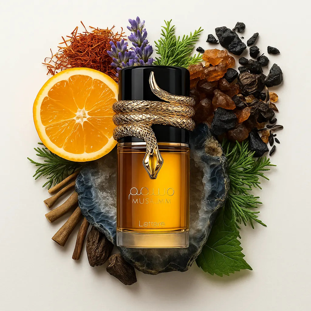Musamam_Lattafa_Eau_de_Parfum_Unisex_Fondo_Blanco_Azafran_Geranio