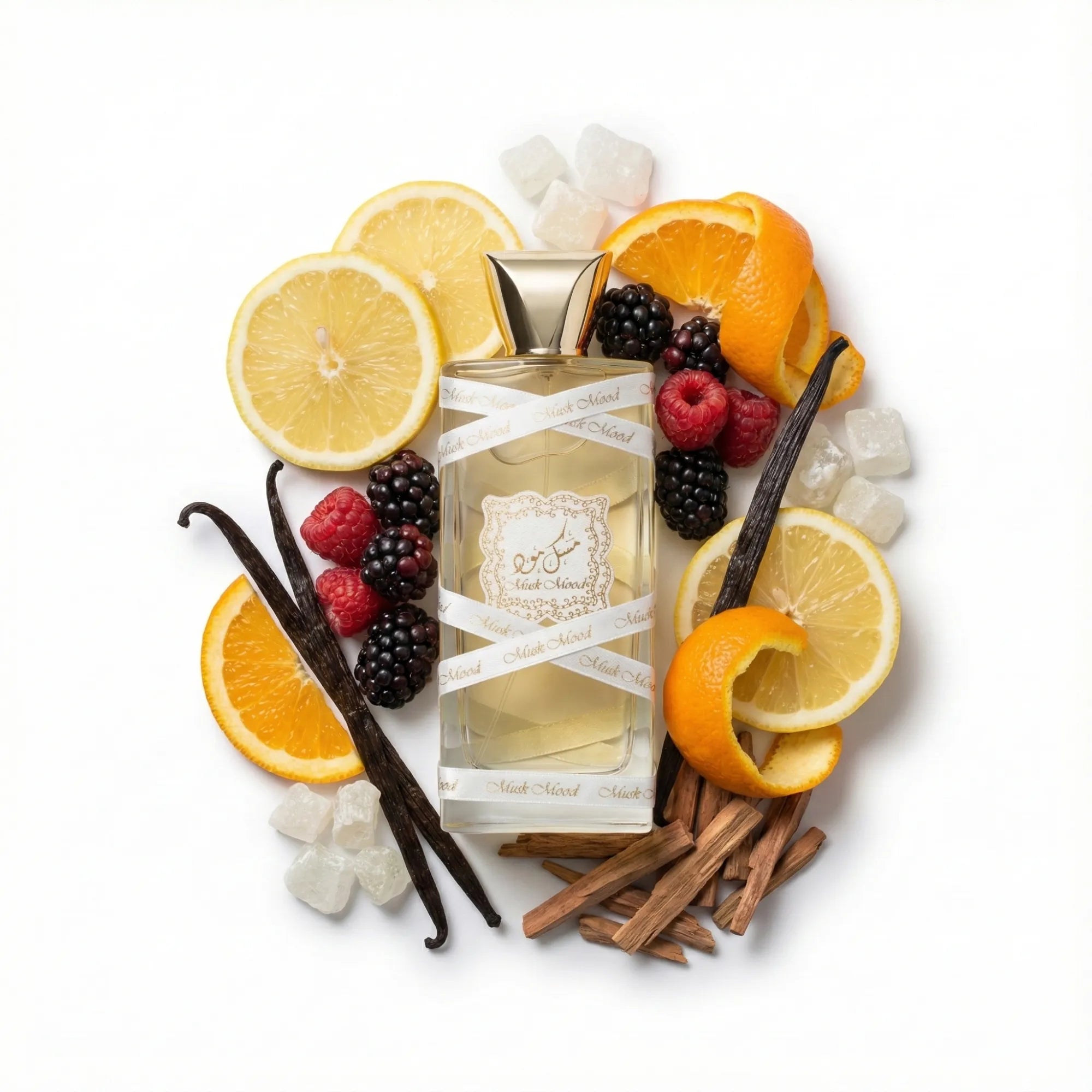Musk_Mood_Lattafa_Eau_de_Parfum_Para_Mujer_Fondo_Blanco_Citricos_Frutas_Almizcle_Flores_Vainilla_Sandalo