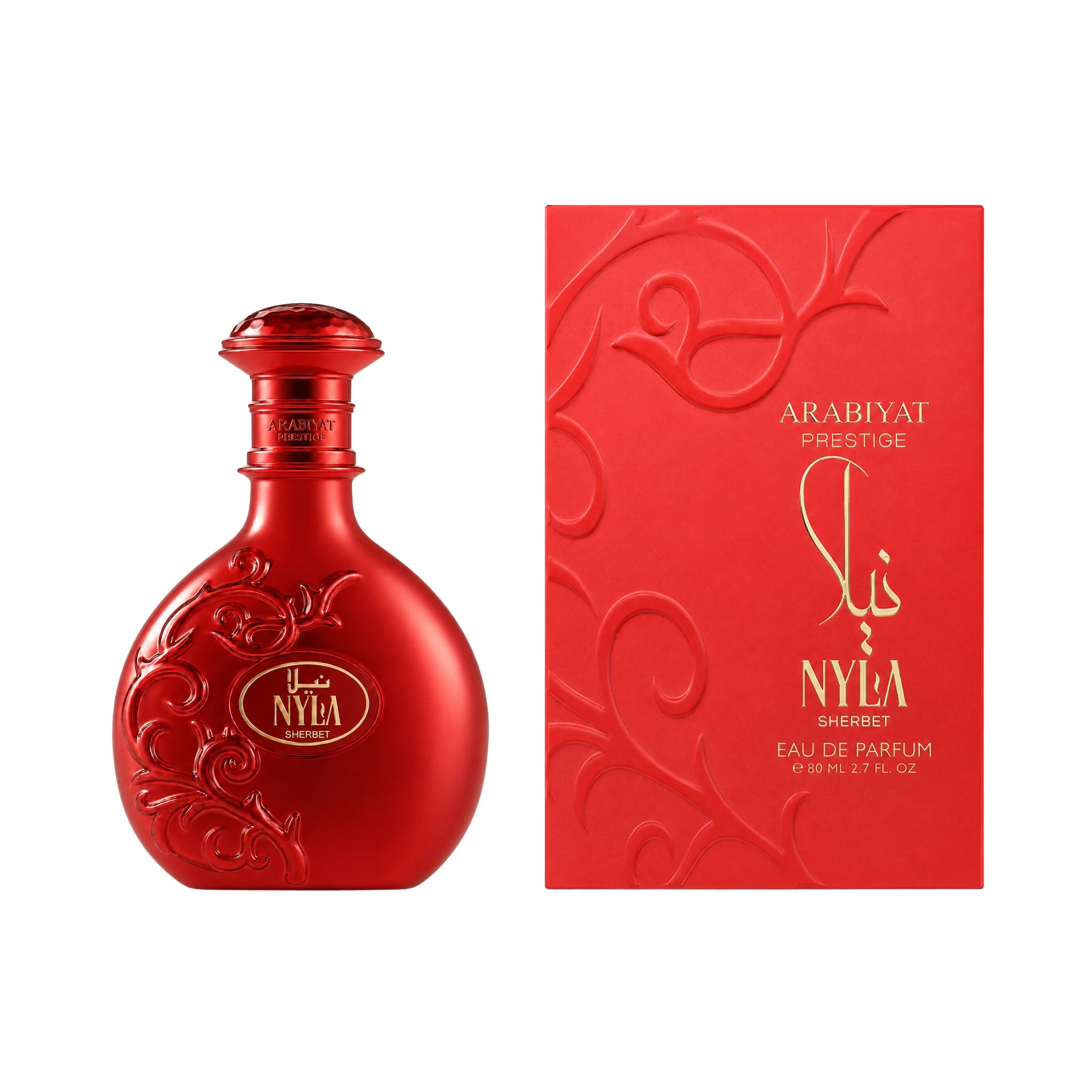 Caja y botella de Nyla Sherbet Arabiyat Prestige Eau de Parfum
