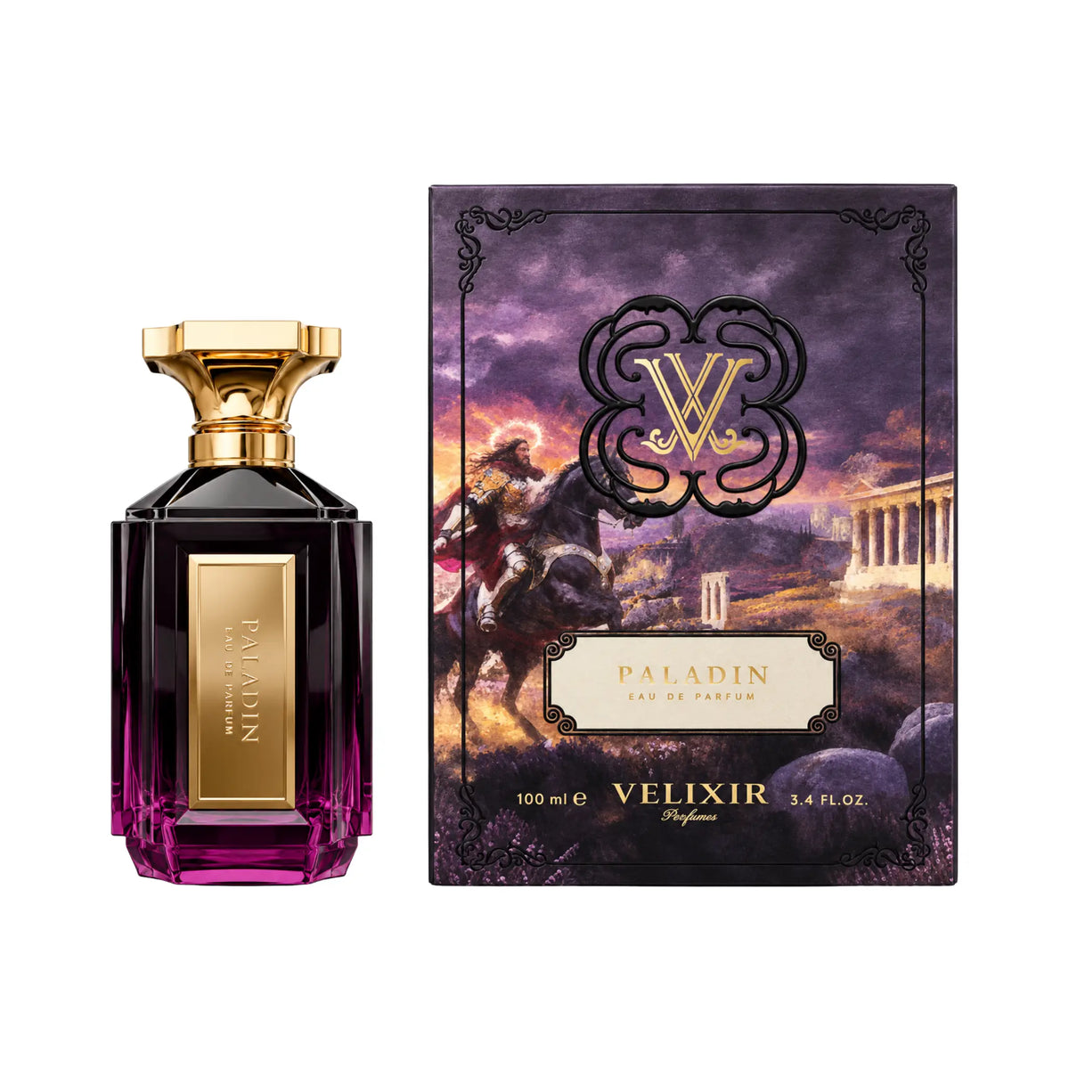 Caja y botella de Paladin Velixir Eau de Parfum