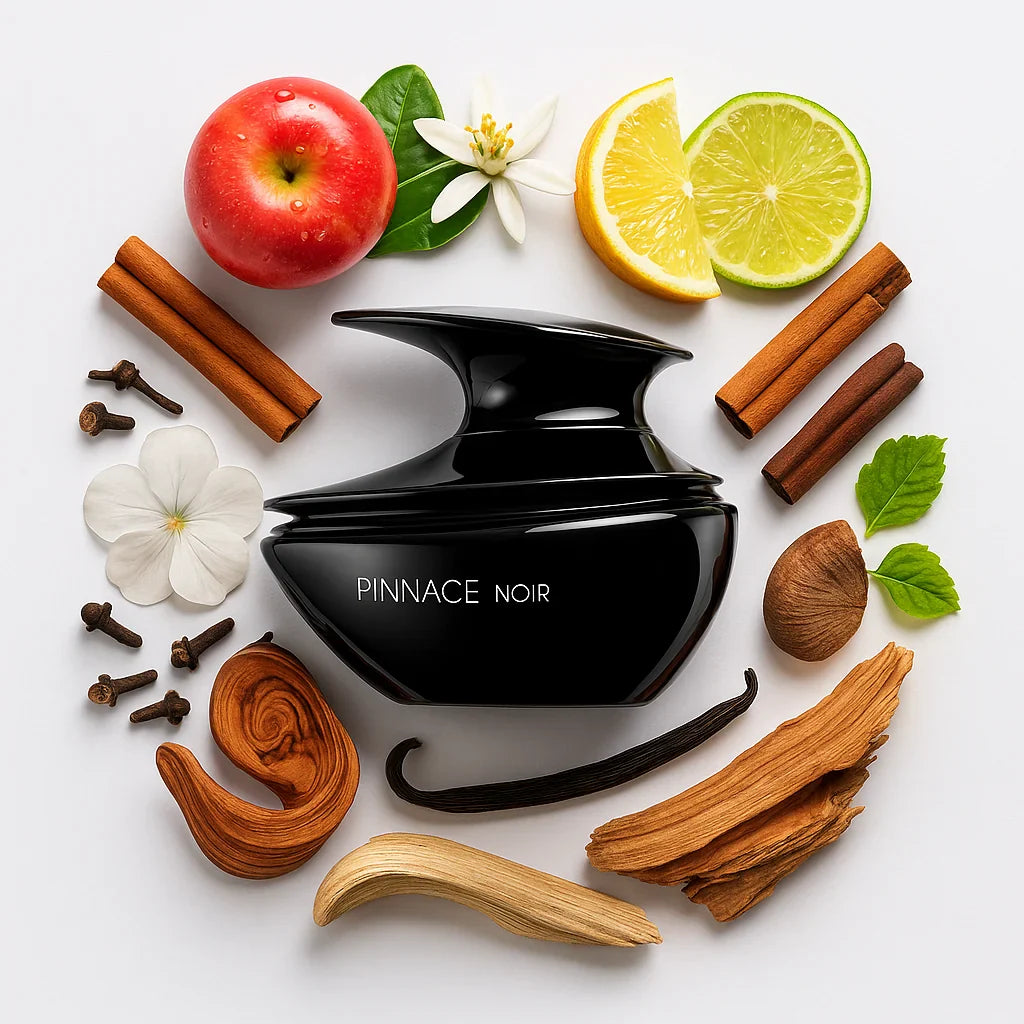 Pinnace Noir French Avenue Eau de Parfum Para Hombre con fondo de ingredientes