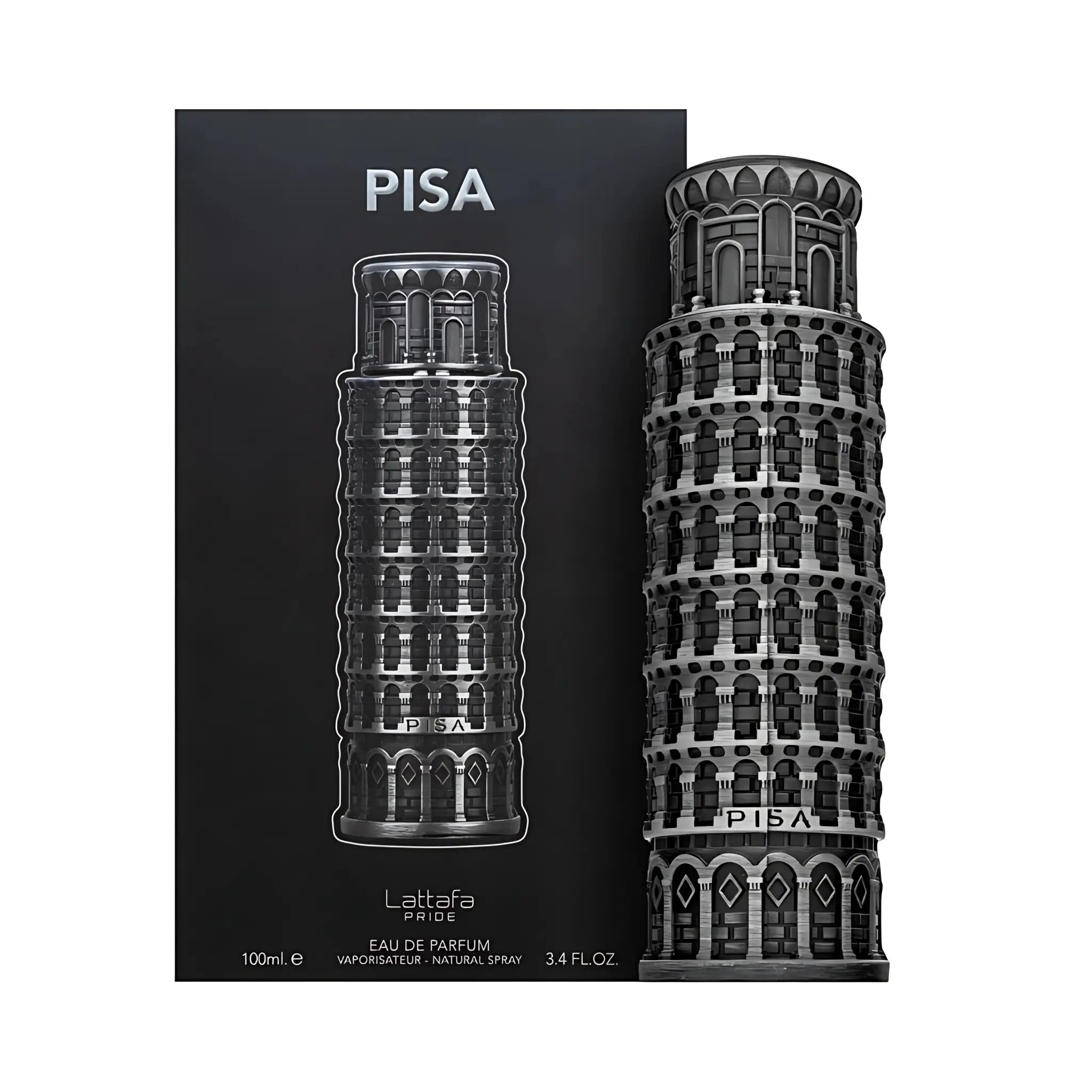 Frasco y caja de Pisa Lattafa Eau de Parfum Para Hombre