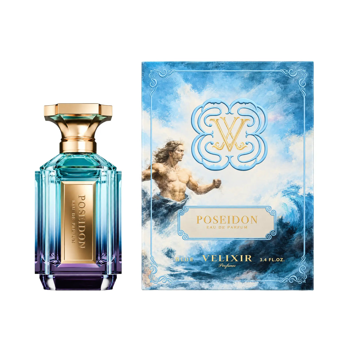 Caja y botella de Poseidon Velixir Eau de Parfum