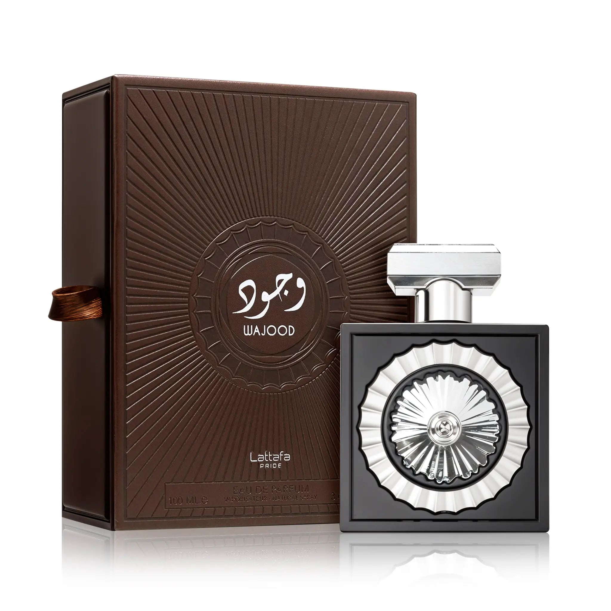 Frontal del Pride Wajood Lattafa Eau de Parfum Para Hombre con su caja