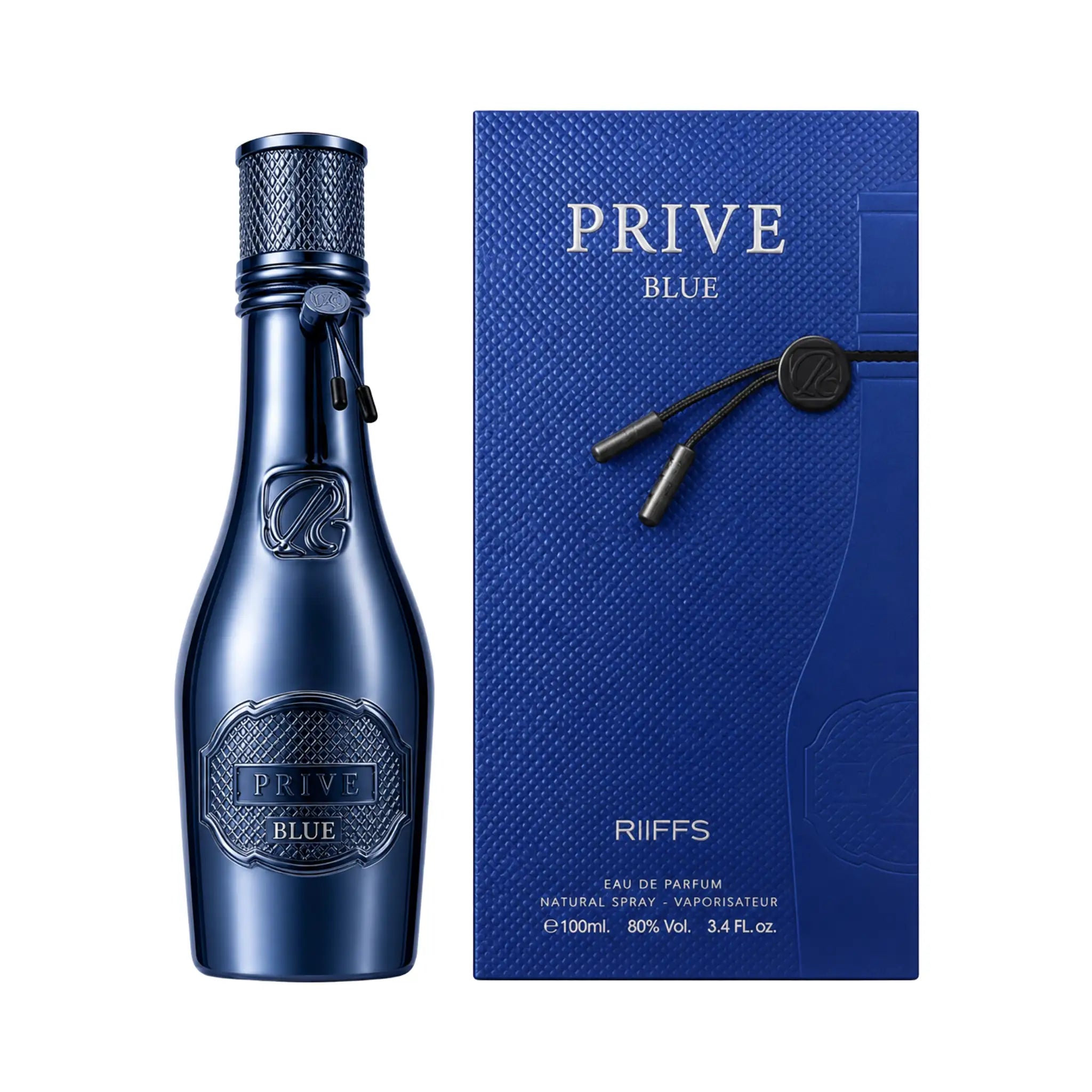 Caja y botella de Prive Blue Riiffs Eau de Parfum
