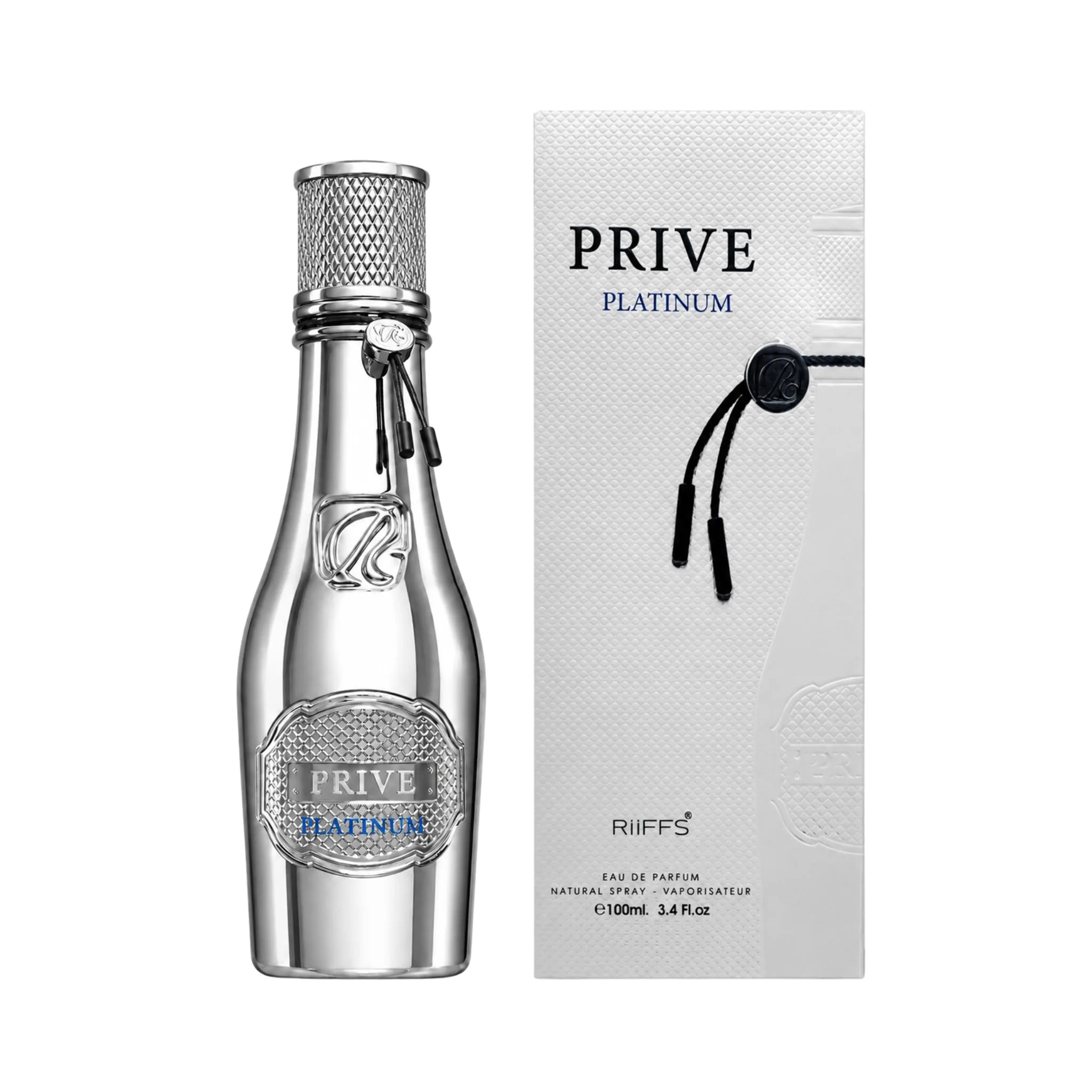 Prive Platinum Silver Riiffs Eau de Parfum con botella y caja