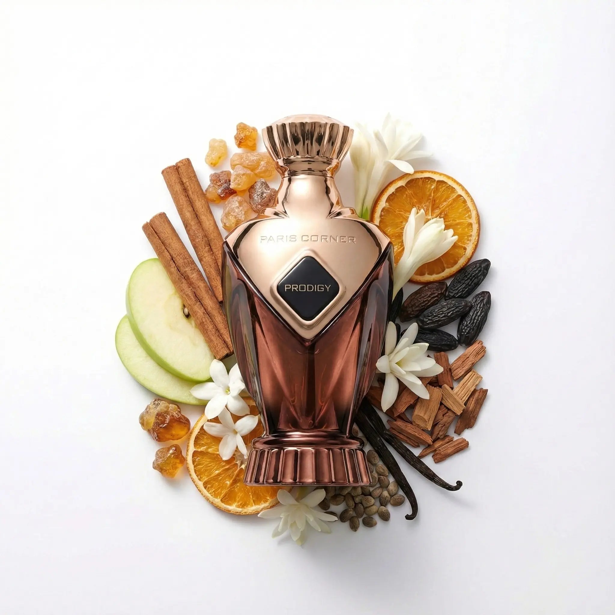 Prodigy Paris Corner Eau de Parfum Unisex con ingredientes de fondo