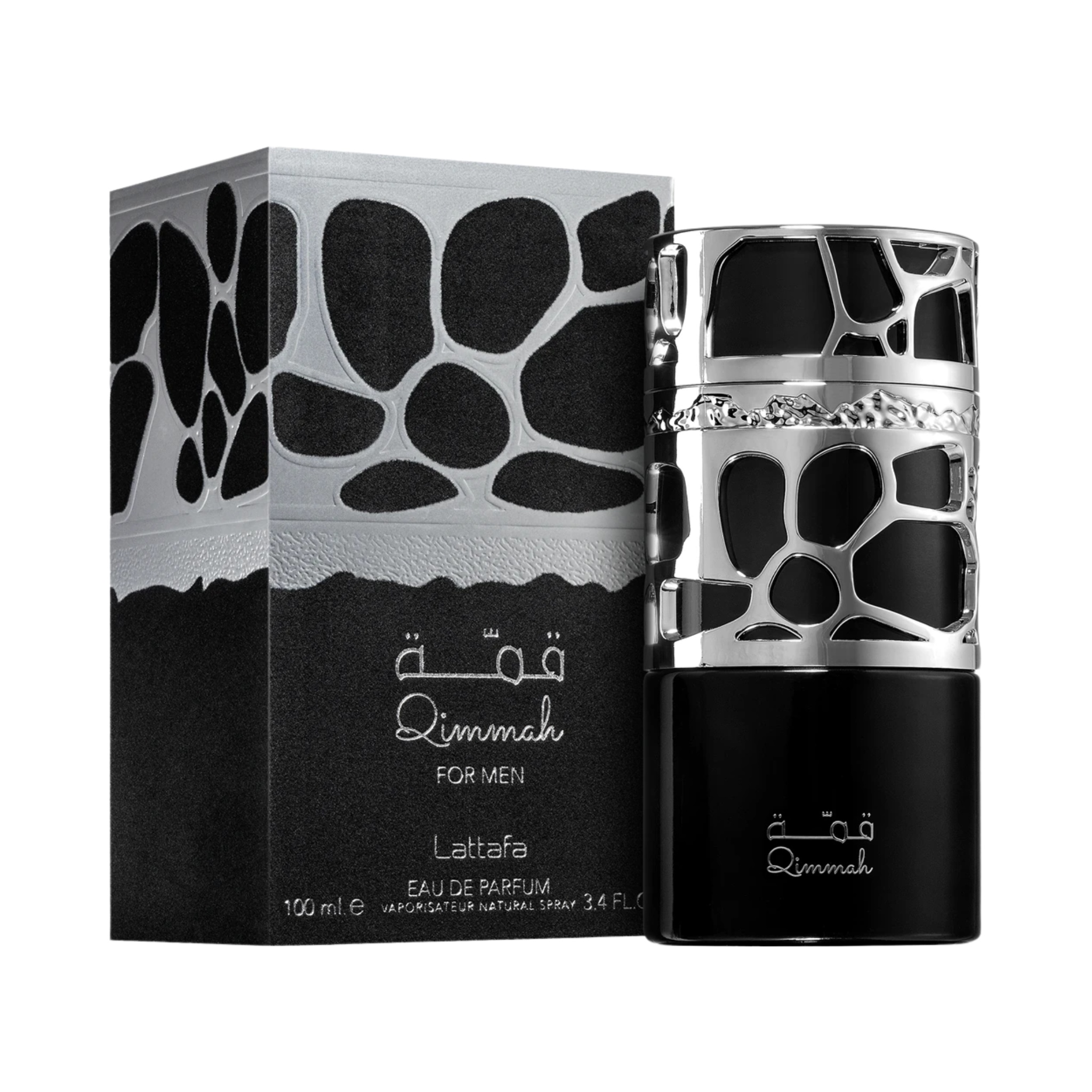 Qimmah for Men Lattafa Eau de Parfum Para Hombre con su caja y frasco