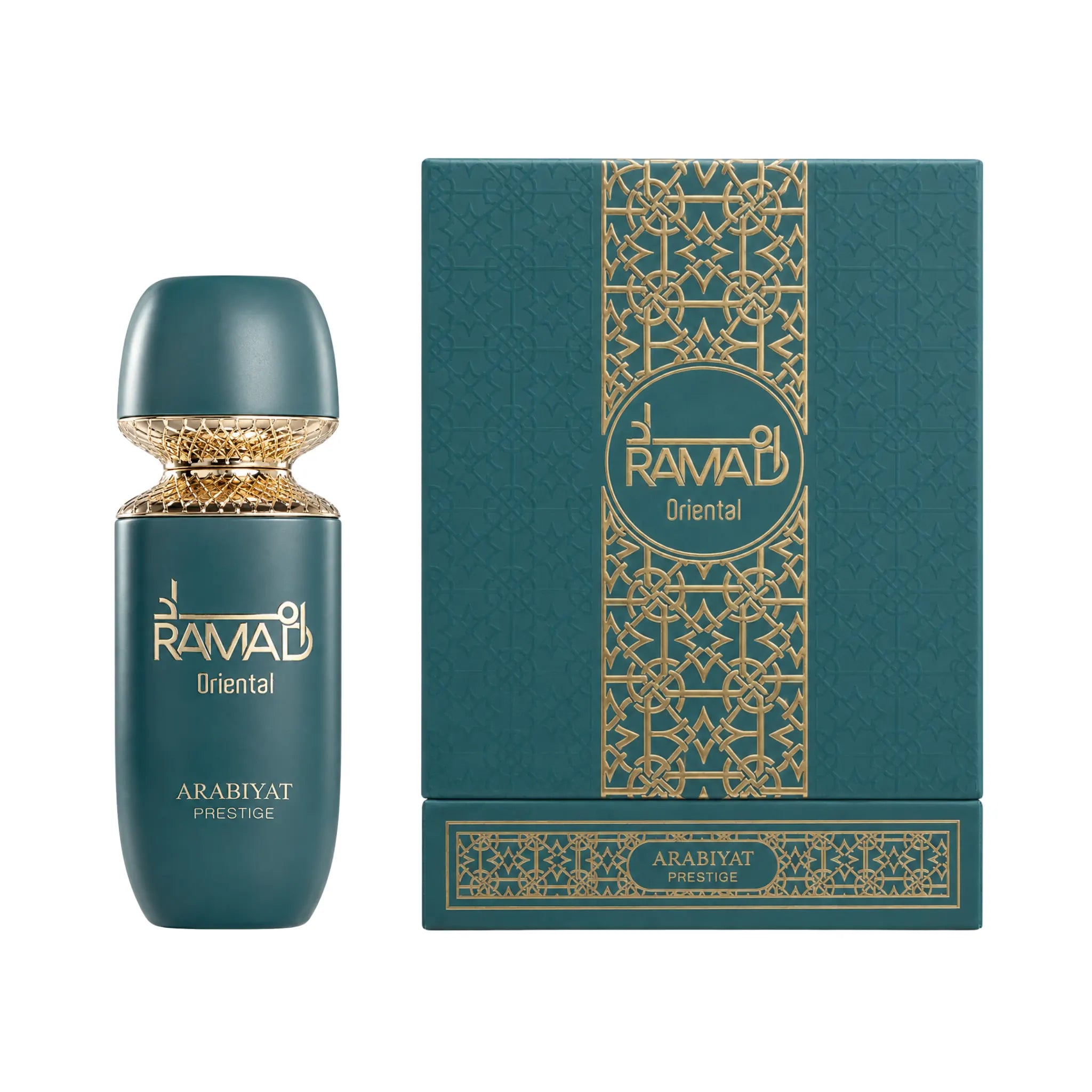 Caja y botella de Ramad Oriental Arabiyat Prestige Eau de Parfum