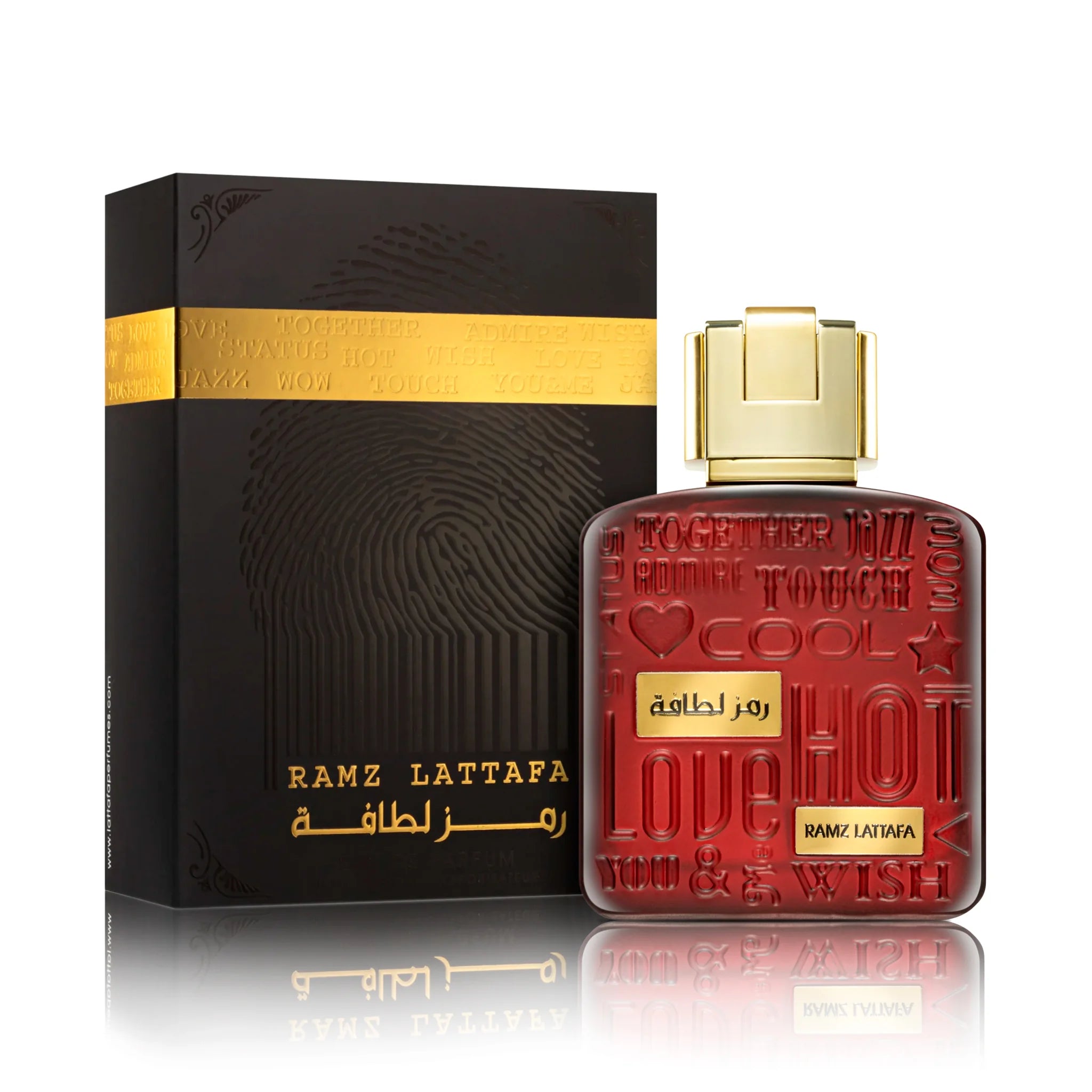 Frasco y caja del Ramz Gold Lattafa Eau de Parfum Para Mujer