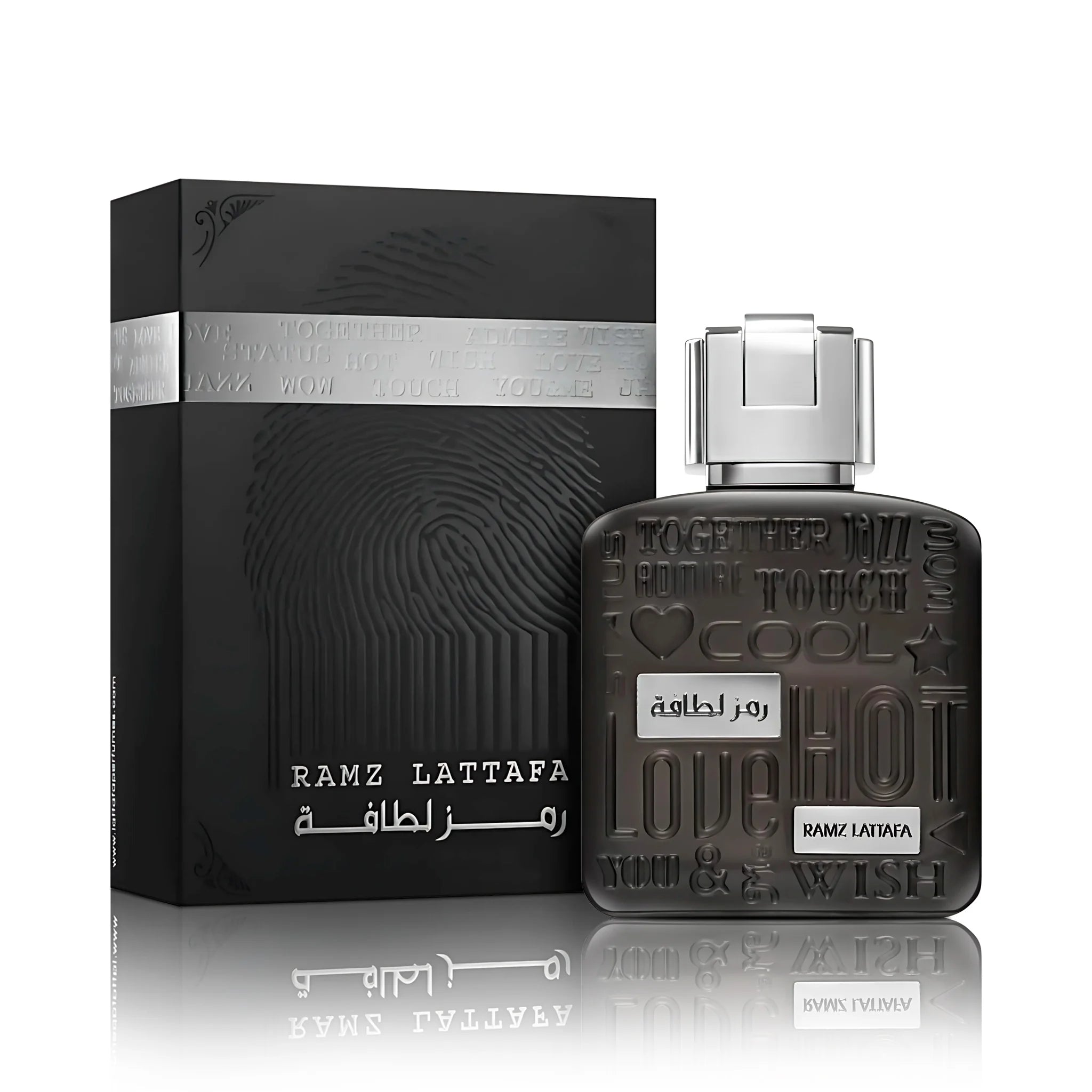 Frasco y caja de Ramz Silver Lattafa Eau de Parfum Para Hombre