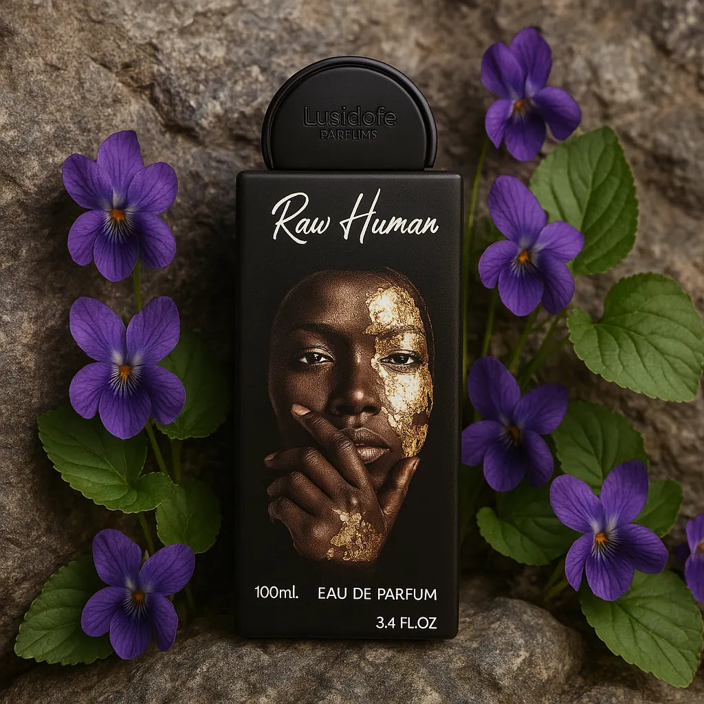 Raw Human Lattafa Eau de Parfum Unisex con fondo de flores