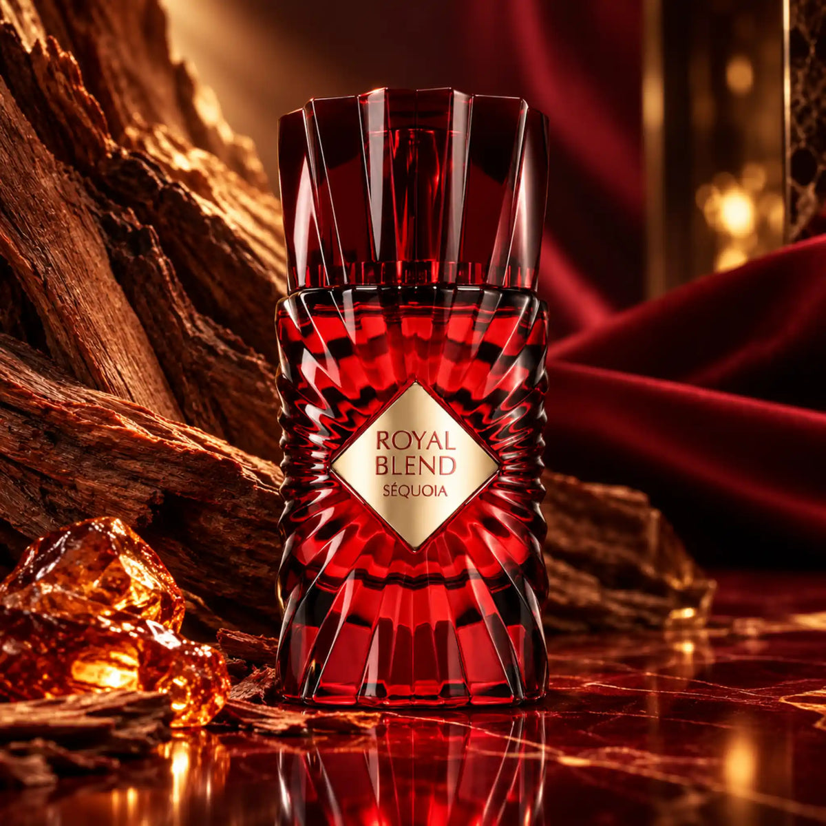 Royal Blend Sequoia French Avenue Eau de Parfum con fondo creativo