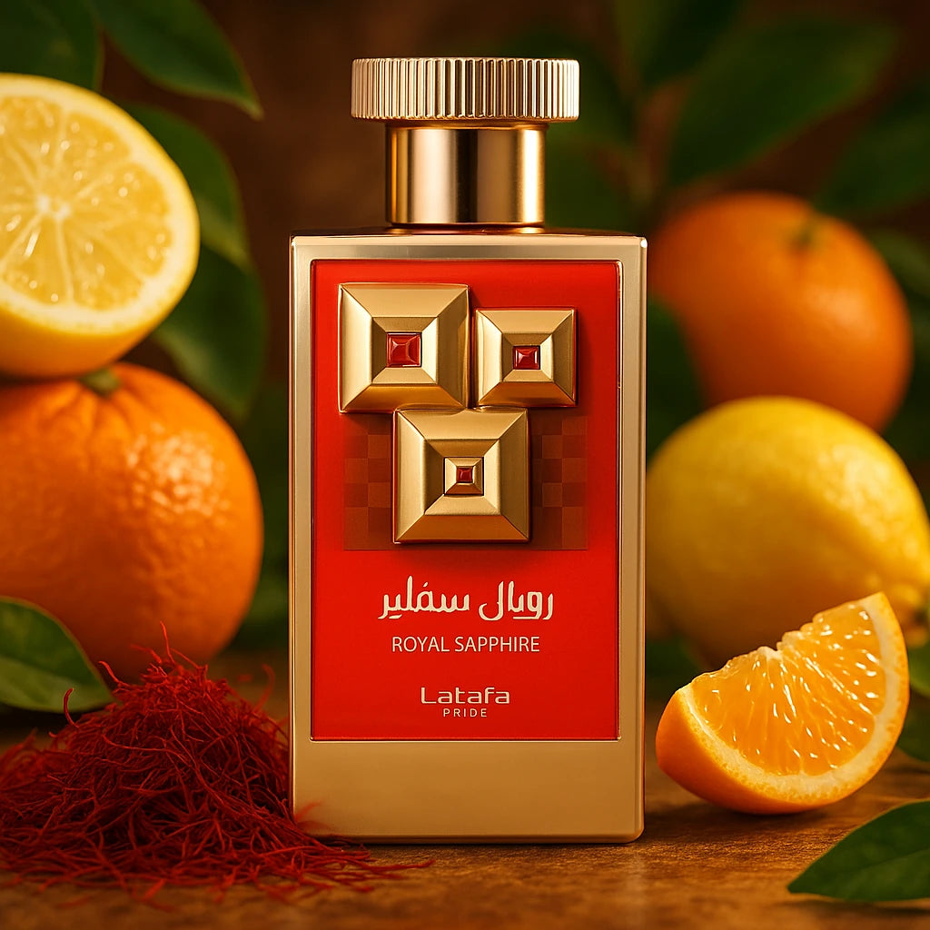 Royal Sapphire Lattafa Eau de Parfum Unisex con fondo de frutas