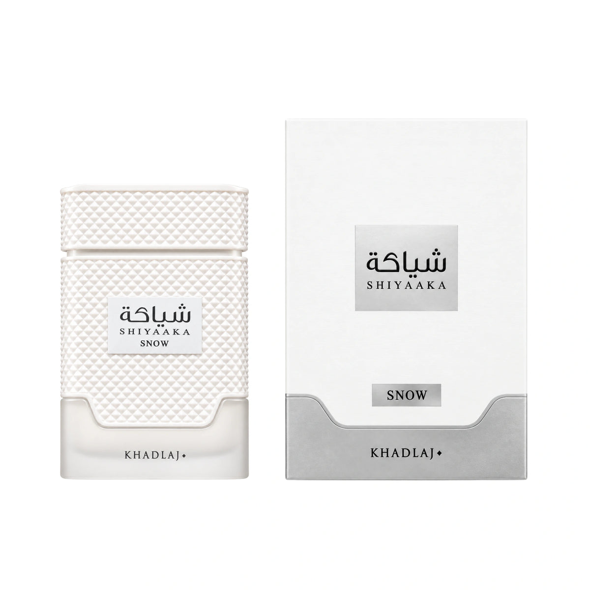 Caja y botella de Shiyaaka Snow Khadlaj Eau de Parfum