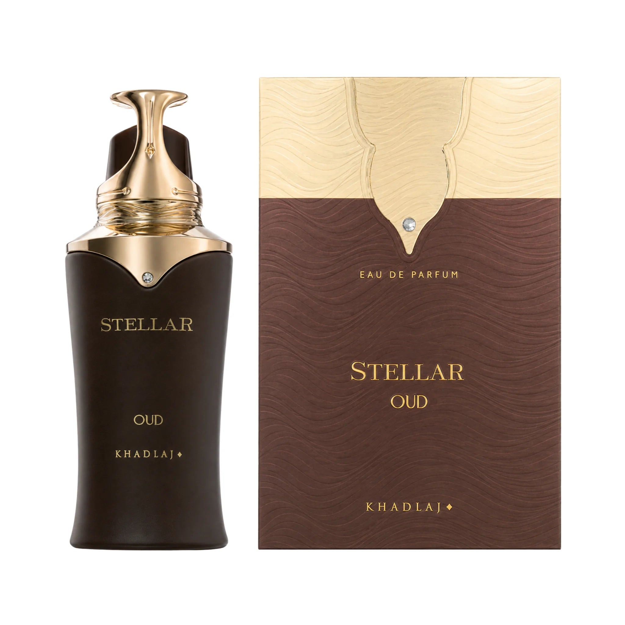 Caja y botella de Stellar Oud Khadlaj Eau de Parfum