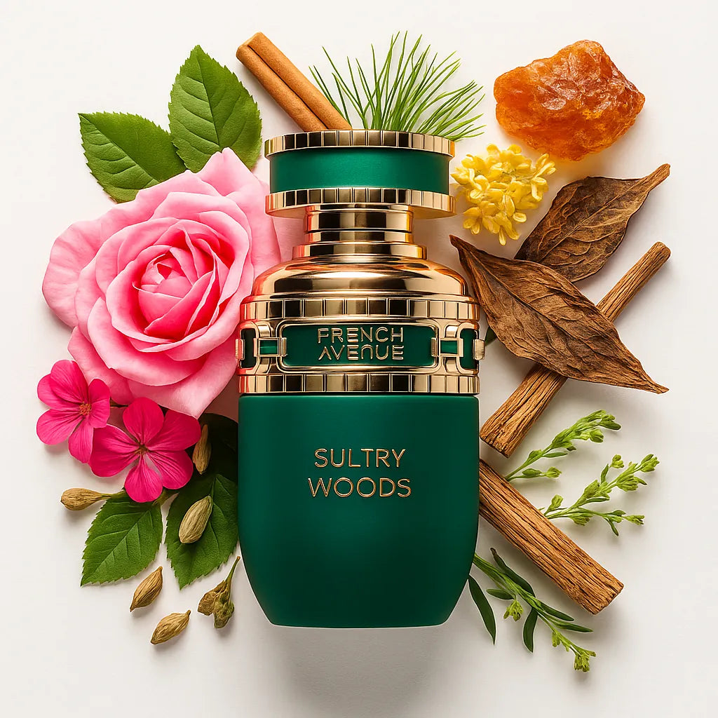 Sultry Woods French Avenue Eau de Parfum Unisex con fondo de ingredientes