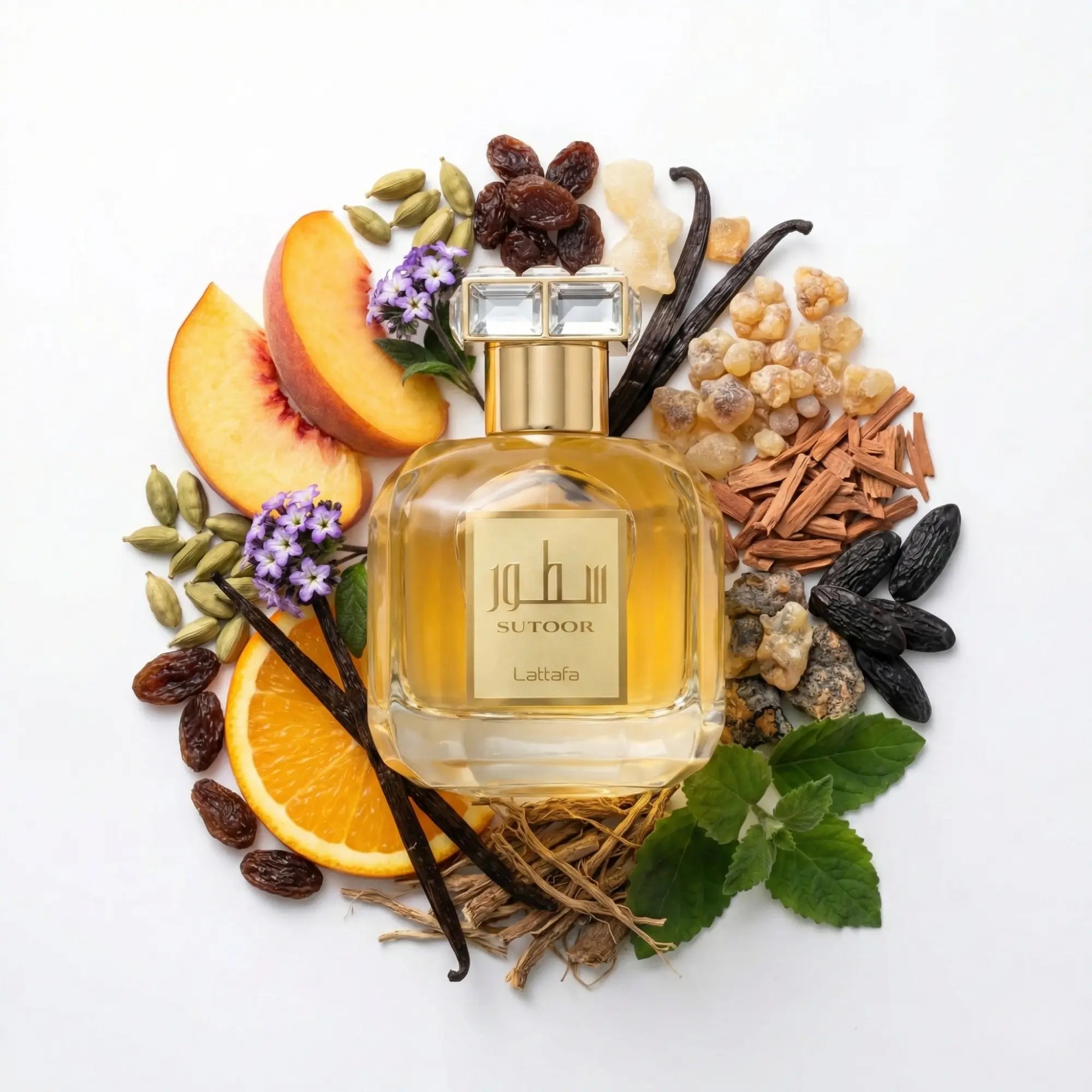 Sutoor_Lattafa_Eau_de_Parfum_Para_Mujer_Fondo_Blanco_Ron_Brandi