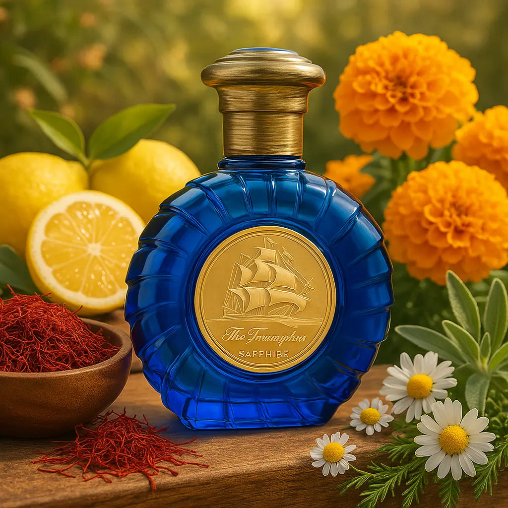 The Triumphant Sapphire Emir Eau de Parfum Unisex con fondo de limón y flores