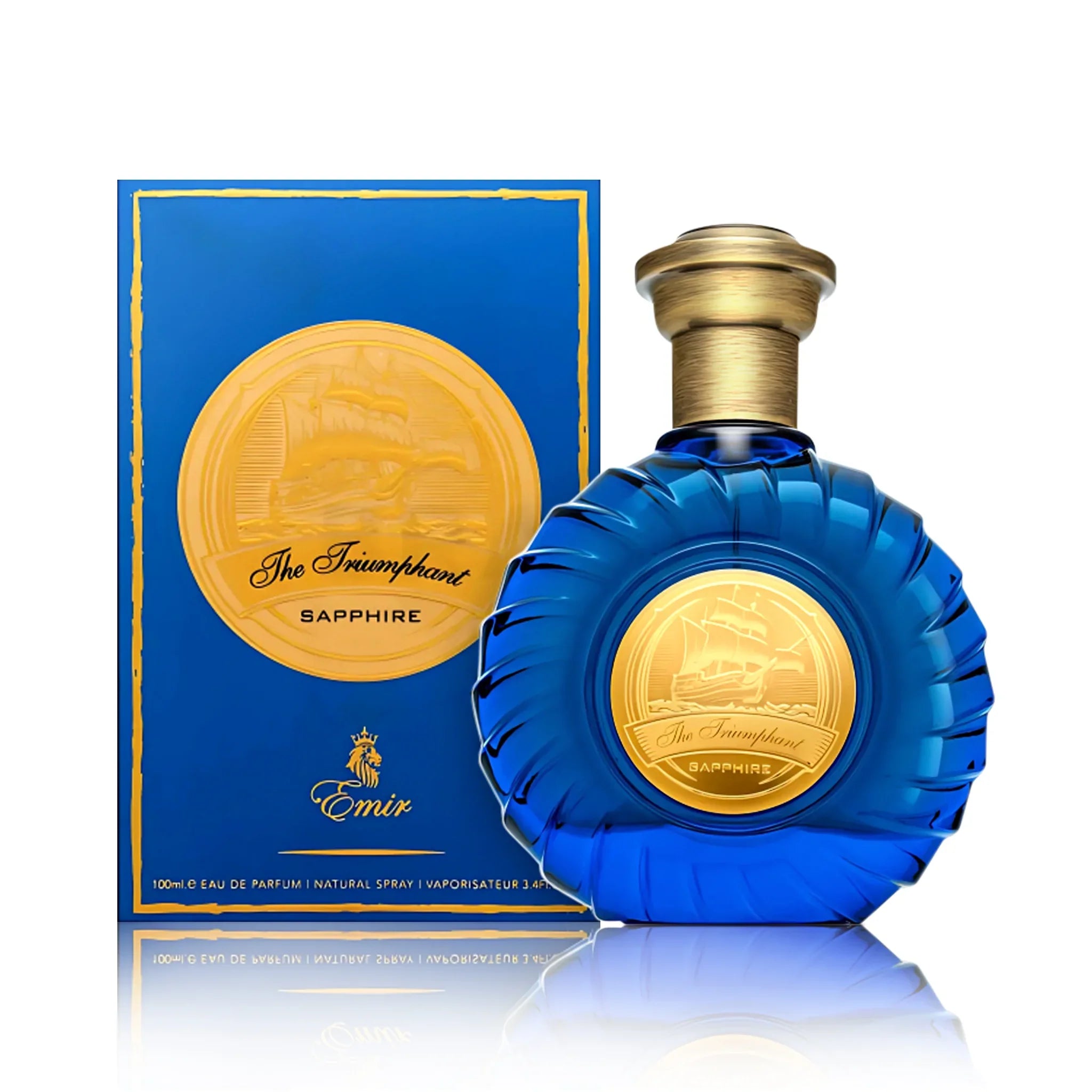 Frasco y caja de The Triumphant Sapphire Emir Eau de Parfum Unisex
