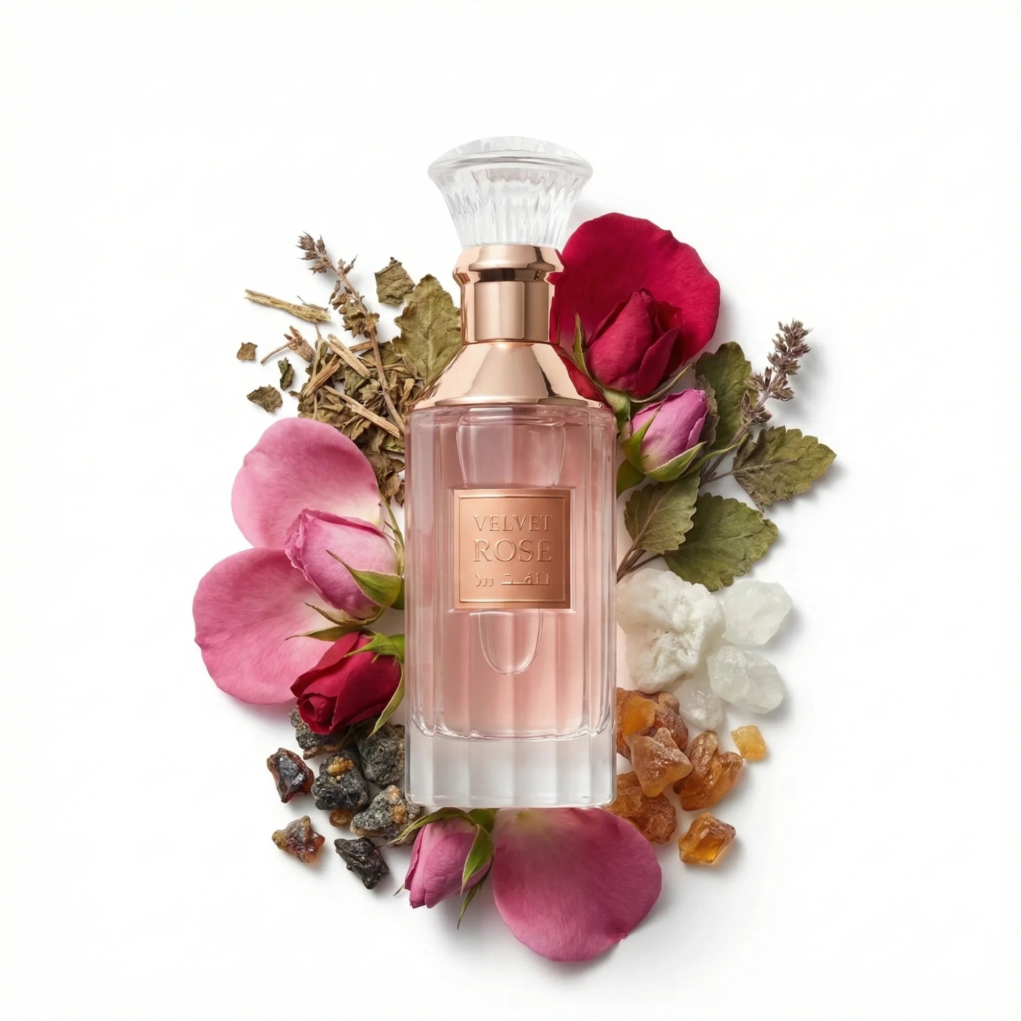 Velvet_Rose_Lattafa_Eau_de_Parfum_Para_Mujer_Fondo_Blanco_Rosa_Almizcle