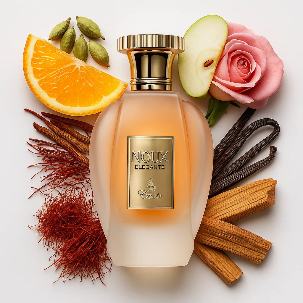 Voux Patisserie Emir Eau de Parfum Unisex con fondo de ingredientes