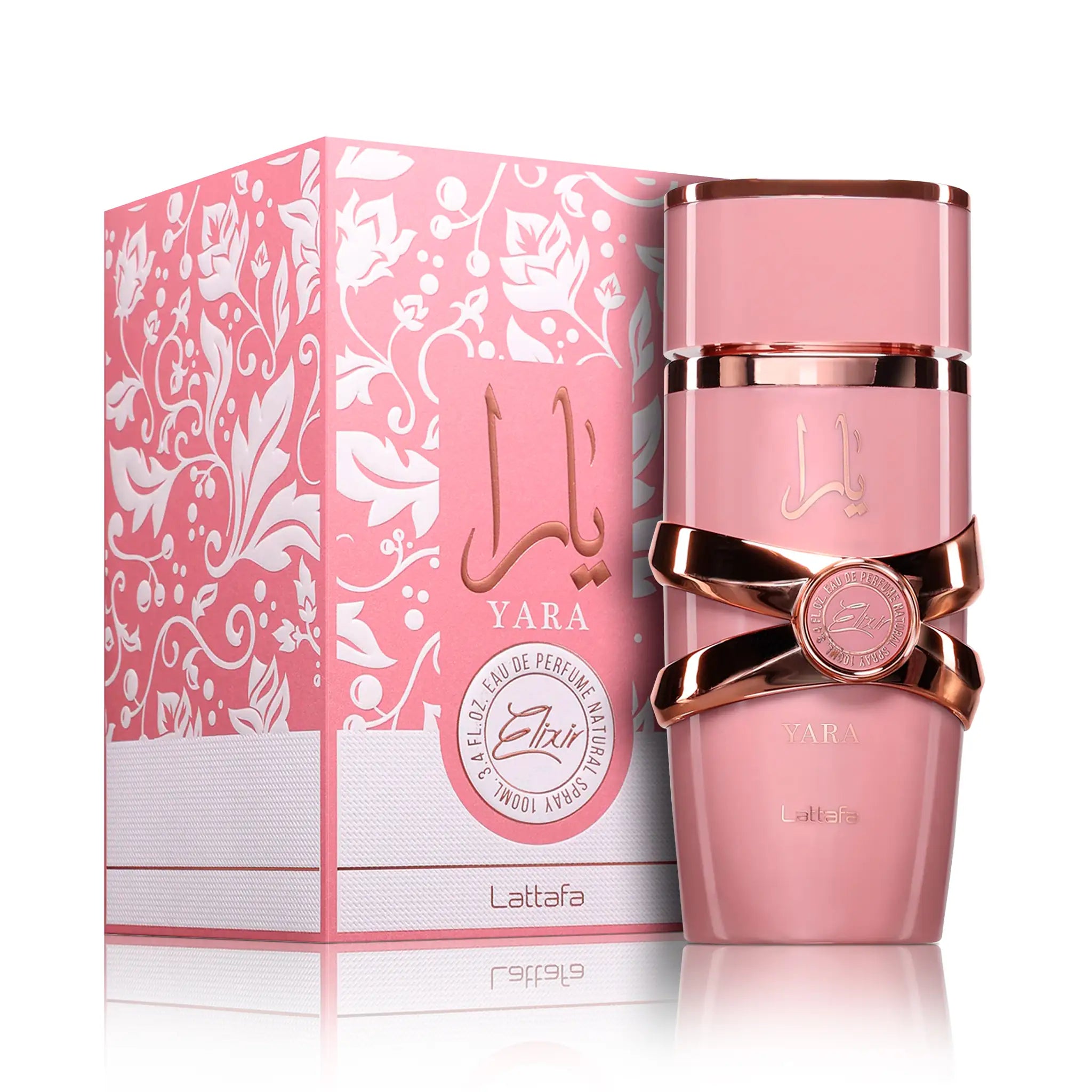 Frasco y caja del Yara Elixir Lattafa Eau de Parfum Para Mujer