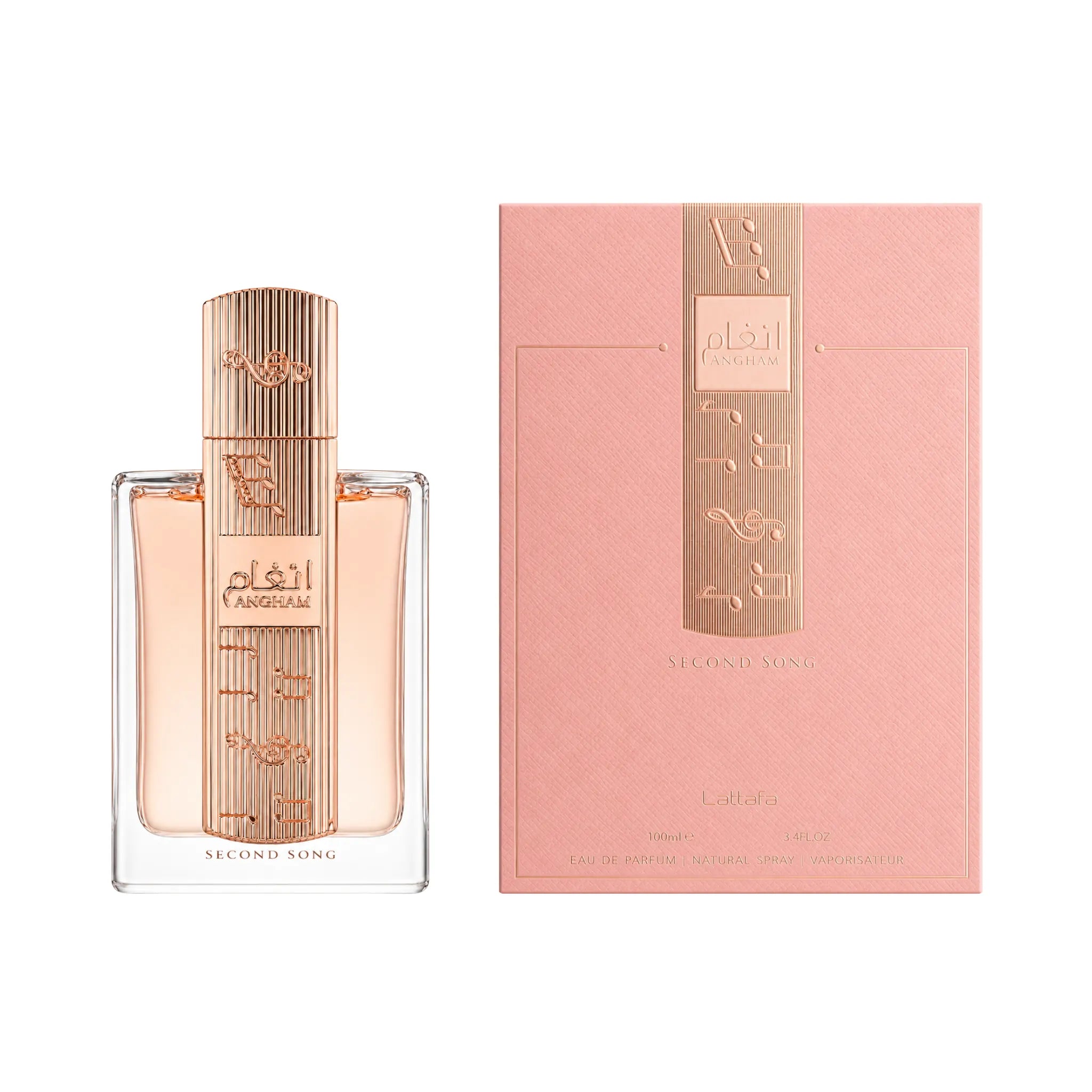 Frasco y caja de Angham Second Song Lattafa Eau de Parfum Mujer