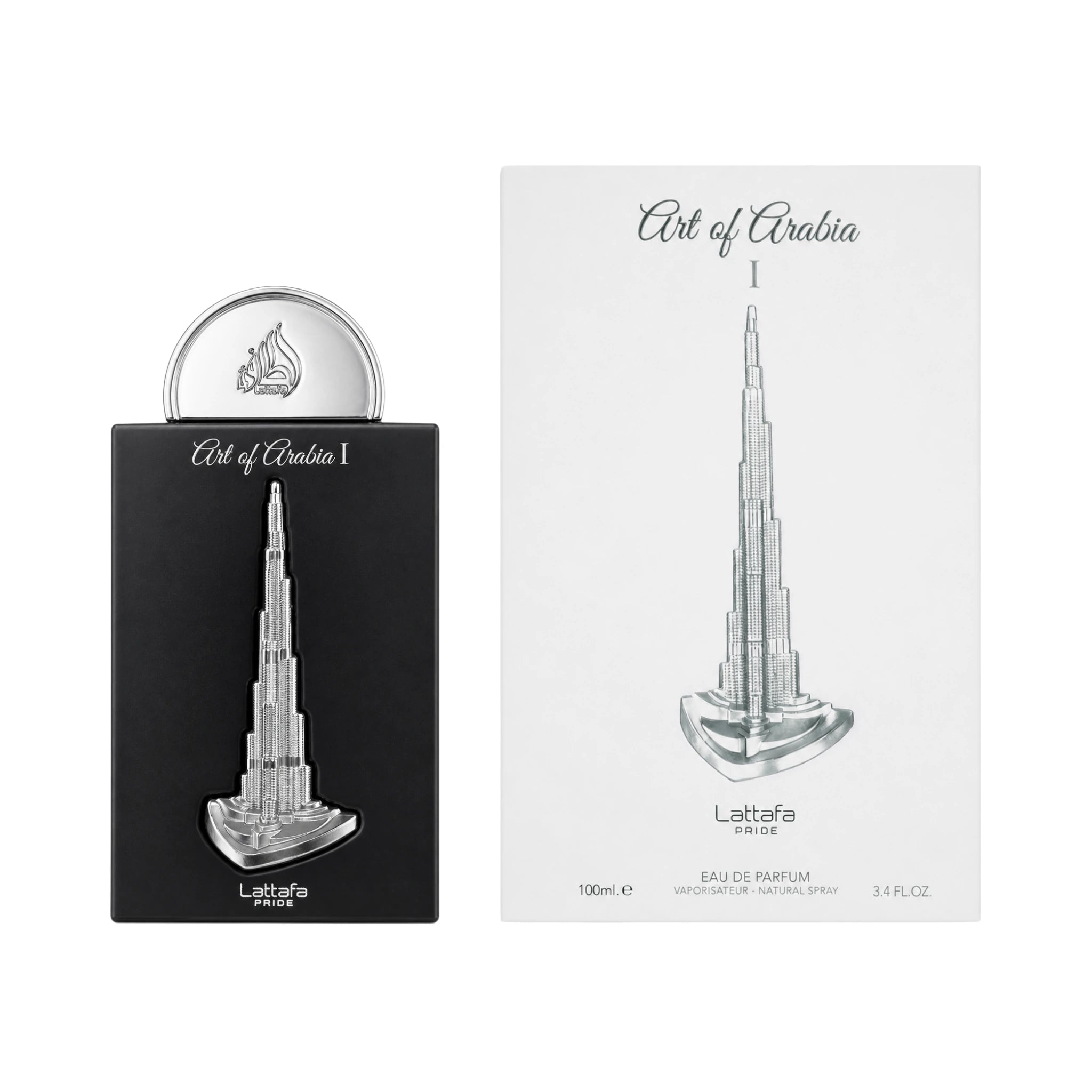 Frasco y caja de Art of Arabia I Lattafa Eau de Parfum Unisex