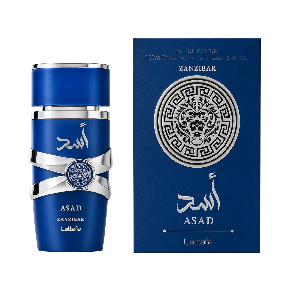 Frasco y caja de Asad Zanzibar Lattafa Eau de Parfum Para Hombre