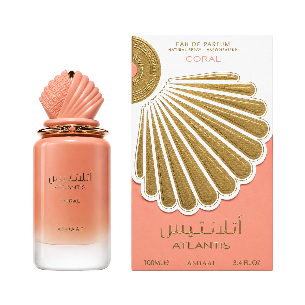 Frasco y caja de Atlantis Coral Asdaaf Eau de Parfum Para Mujer