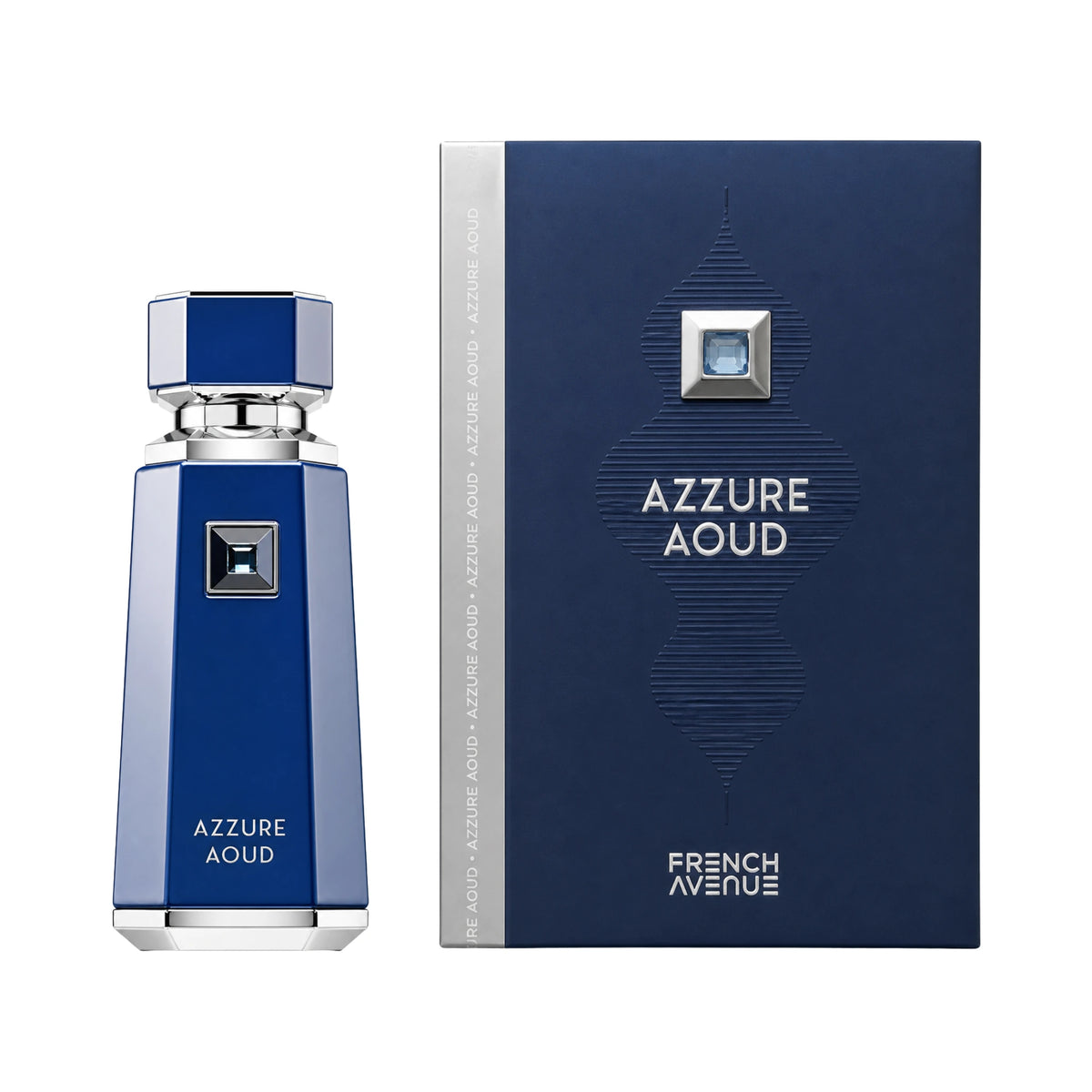 Frasco y caja de Azzure Oud French Avenue Eau de Parfum Para Hombre