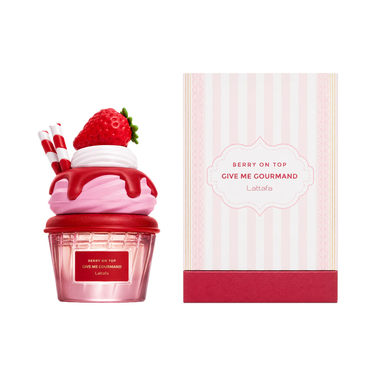 Frasco y caja de Berry On Top Lattafa Eau de Parfum Para Mujer