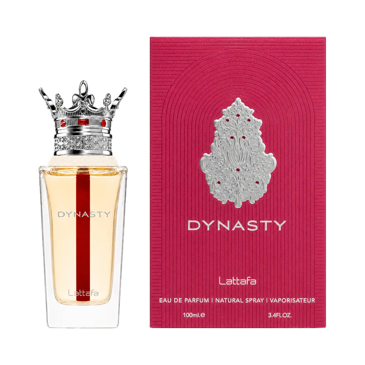 Frasco y caja de Dynasty Lattafa Eau de Parfum Unisex