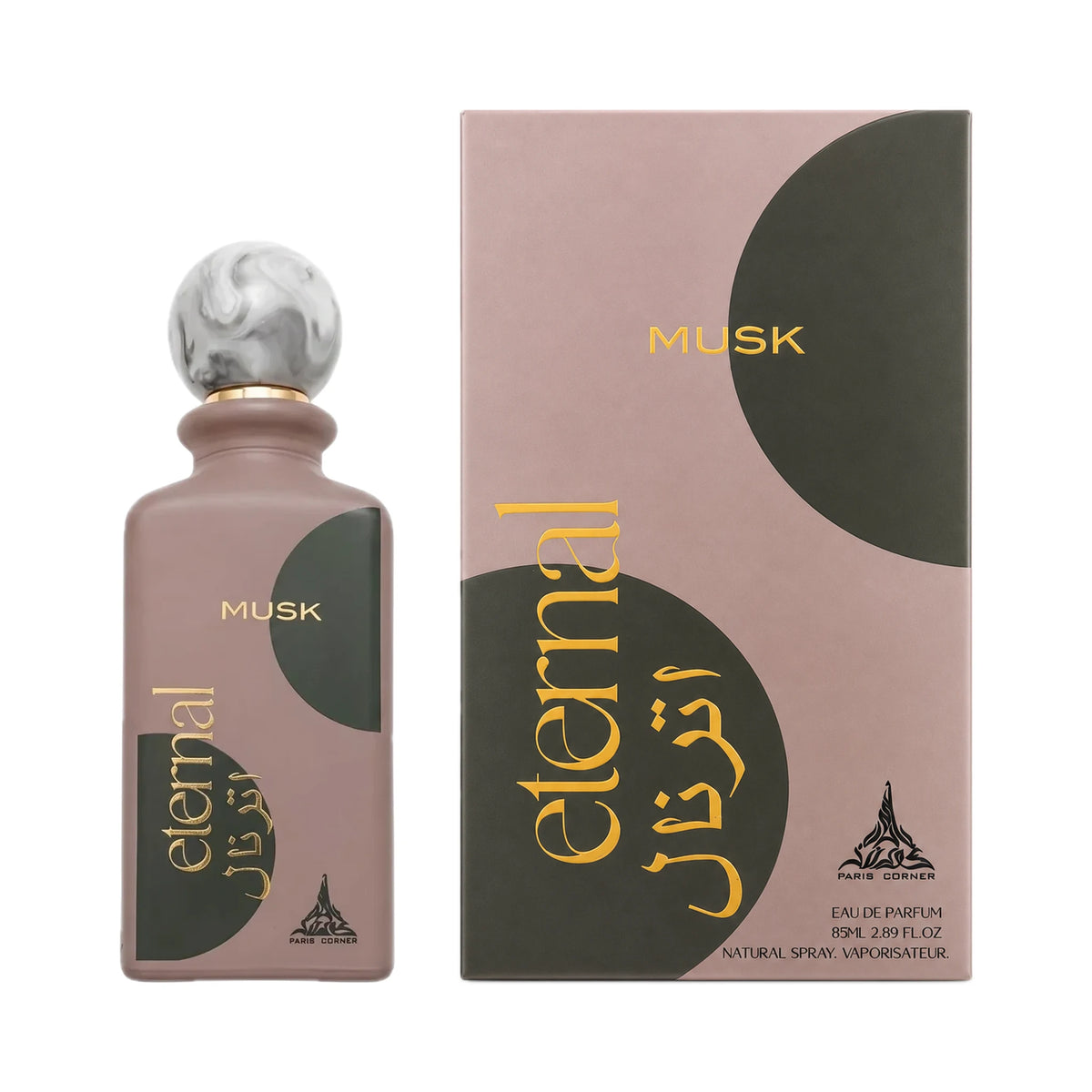 Frasco y caja de Eternal Musk Paris Corner Eau de Parfum Unisex