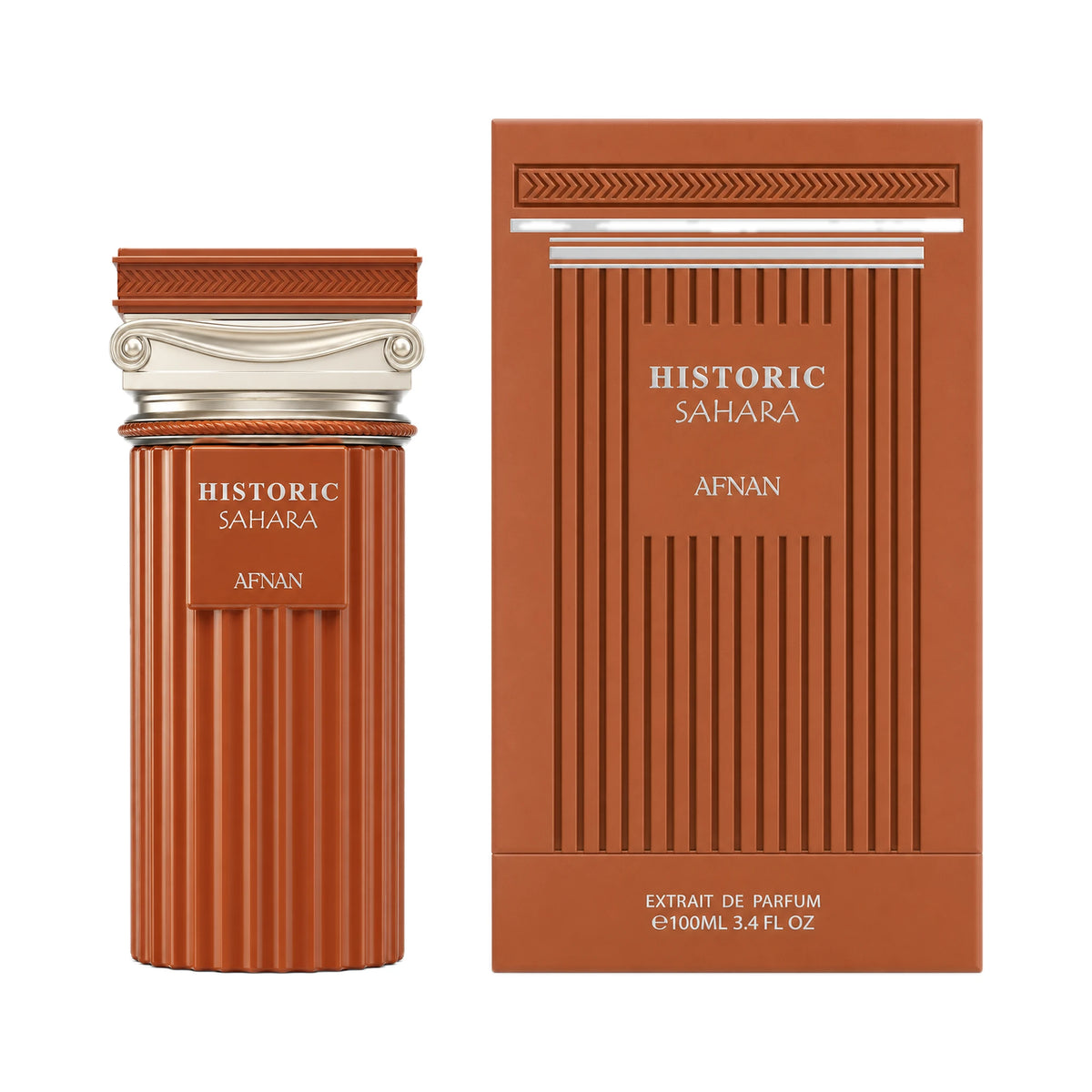 Frasco y caja de Historic Sahara Afnan Extrait de Parfum Unisex