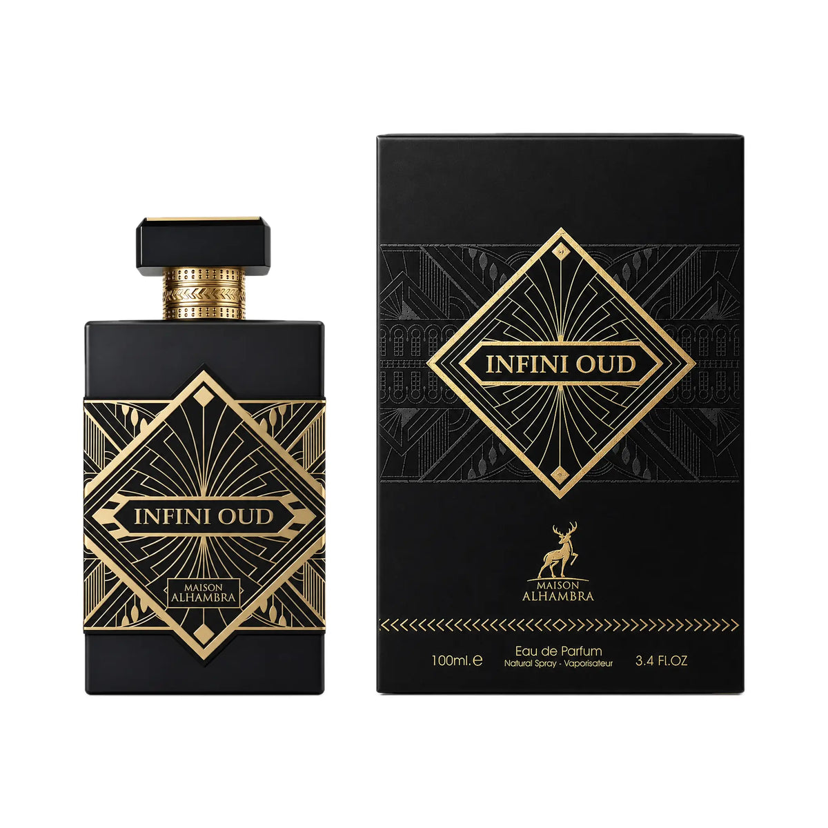 Frasco y caja de Infini Oud Maison Alhambra Eau de Parfum Unisex