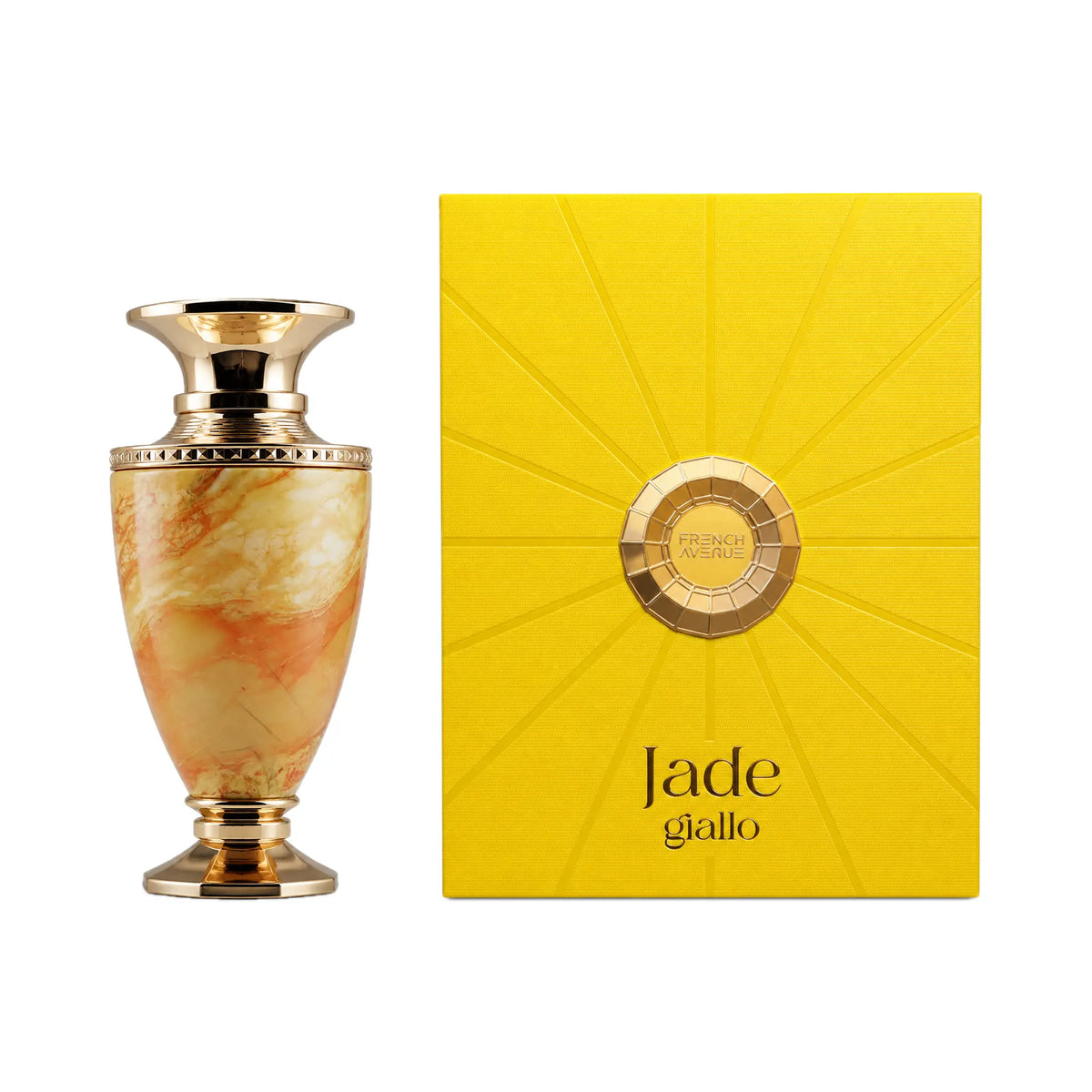 Frasco y caja de Jade Giallo French Avenue Extrait de Parfum Unisex