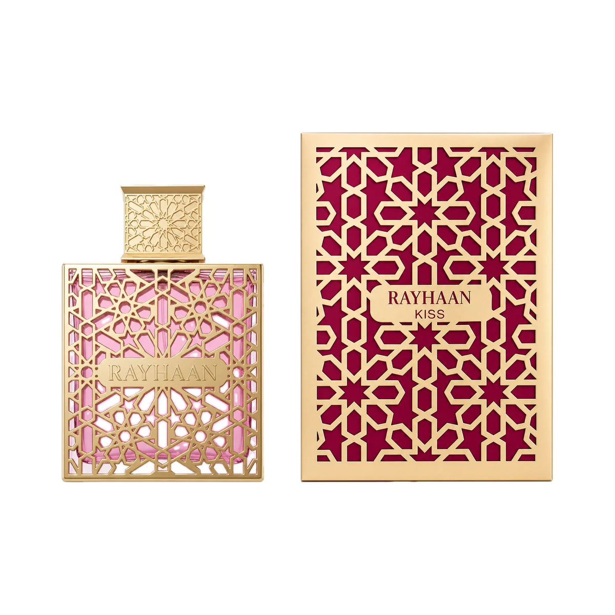 Frasco y caja de Kiss Rayhaan Eau de Parfum Para Mujer