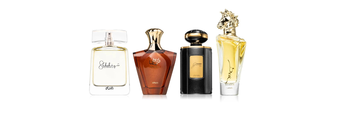 Botellas de perfumes arabes centrada