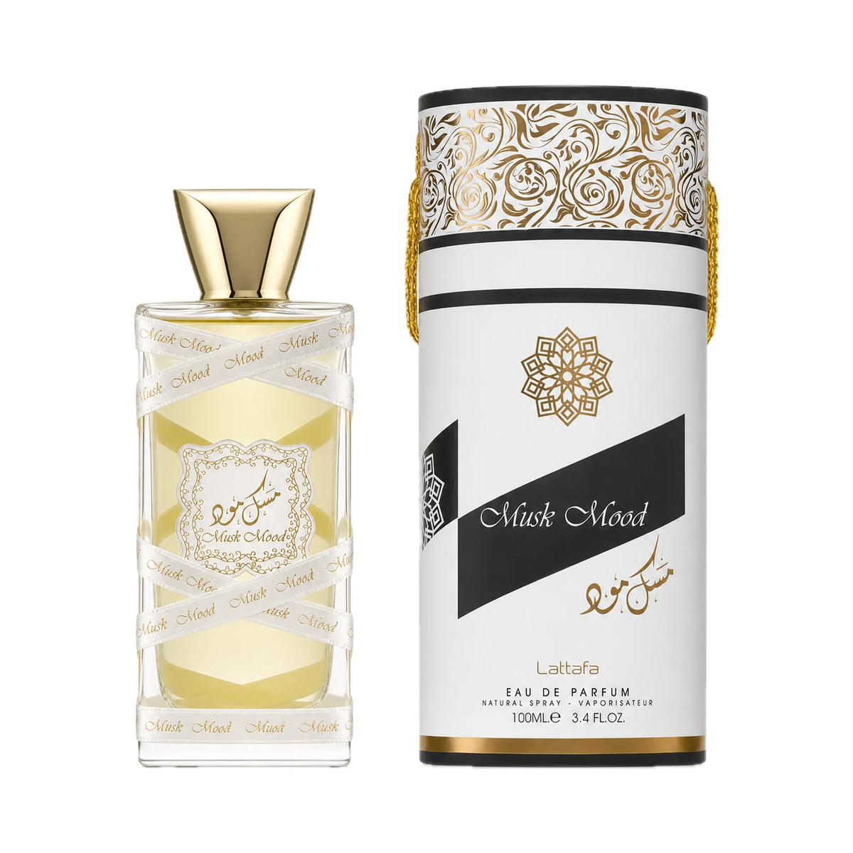 Frasco y caja de Musk Mood Lattafa Eau de Parfum Para Mujer