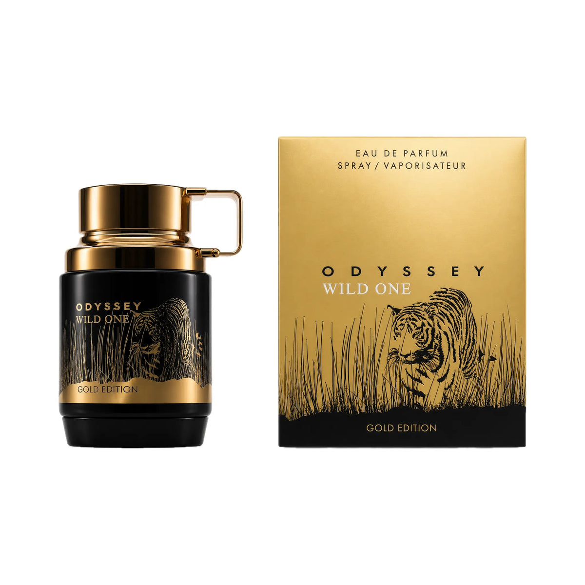 Frasco y caja del perfume Odyssey Wild One Gold Edition Armaf Eau de Parfum